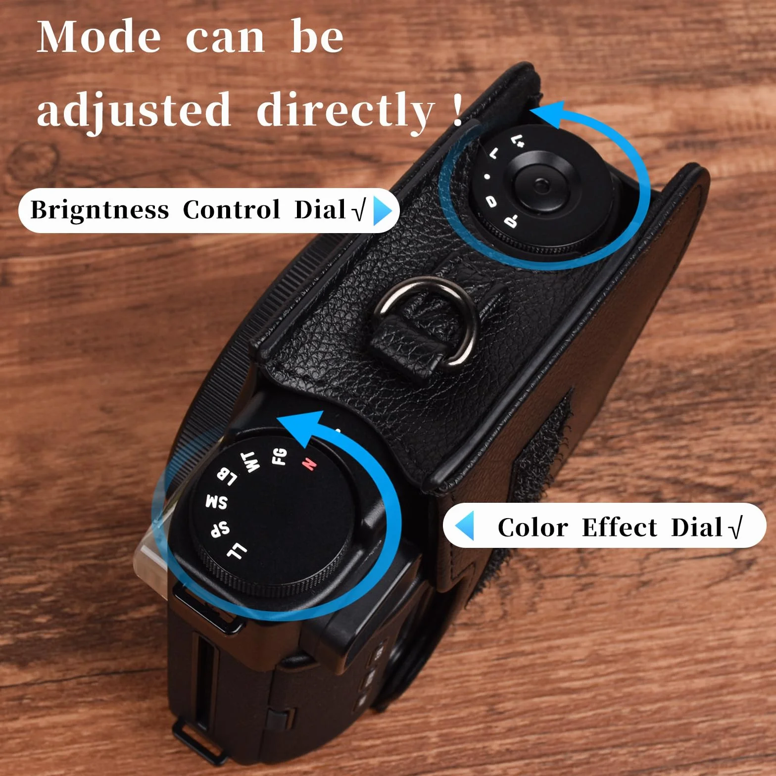 Rieibi Etui na aparat do Instax Mini 99 - Etui ochronne ze skóry PU do aparatu Fujifilm Instax Mini 99 - zdejmowane etui z zapięciem na rzepy - czarne