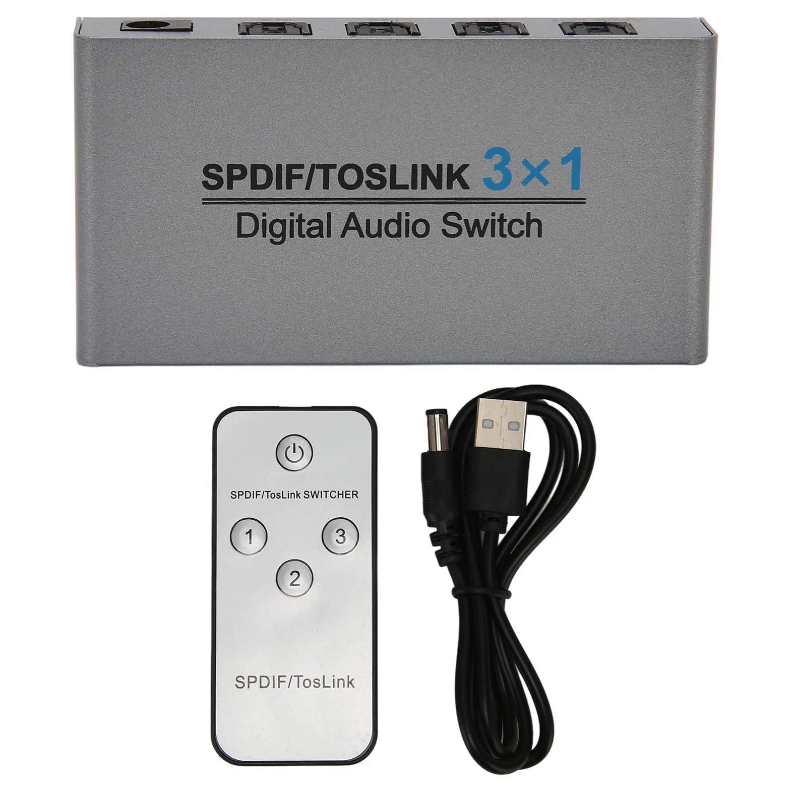 Cyfrowy Optyczny Audio 3x1, 3 Porty SPDIF Toslink Box z Pilotem, Obsługuje AC3/HDCD/THX/PCM, do Telewizora, Komputera, na na na na