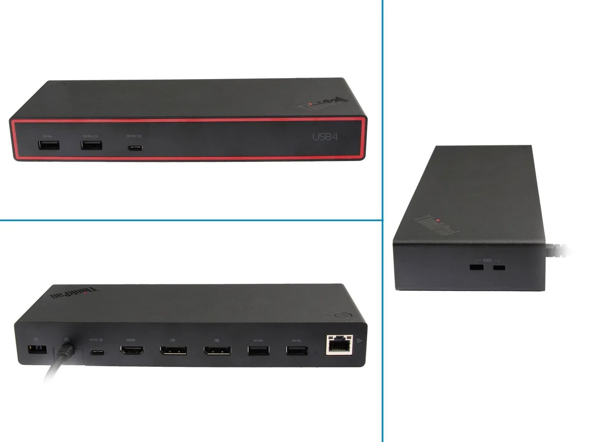 40BF0100GE Lenovo ThinkPad USB4 Dock 5000 USB-C 4 Replikator portów | inkl. 100W zasilacz dla ThinkPad X1 Carbon Gen 11 (21HM/21HN), Fold 16 Gen 1 (21ES/21ET), X13 Gen 3 (21CN/21CM)