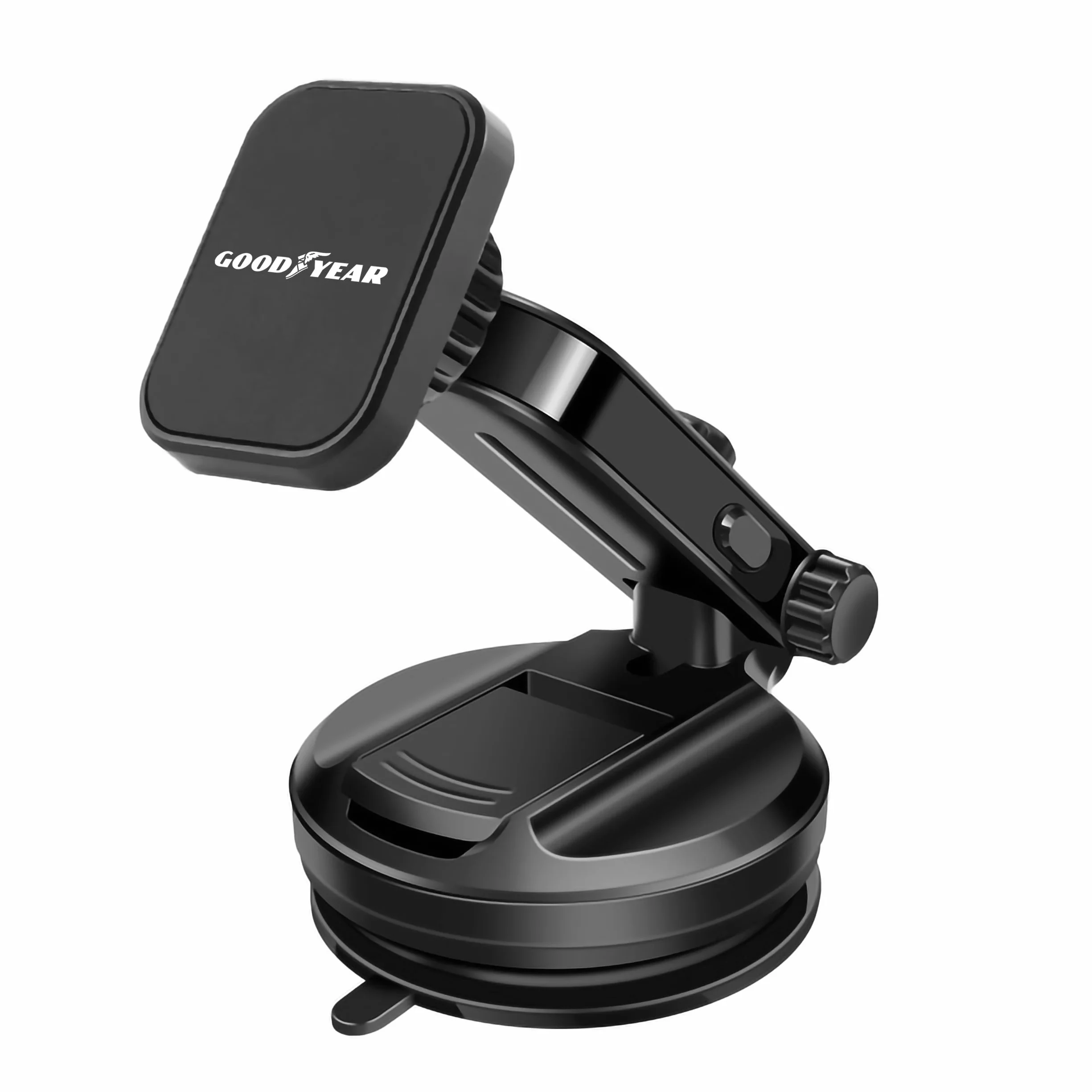 Goodyear Magnetyczny uchwyt na telefon z uniwersalną przyssawką do deski rozdzielczej i przedniej szyby, w zestawie 2 magnesy, obrotowa płyta magnetyczna o 360°, ramię regulowane do 15,2 cm, do