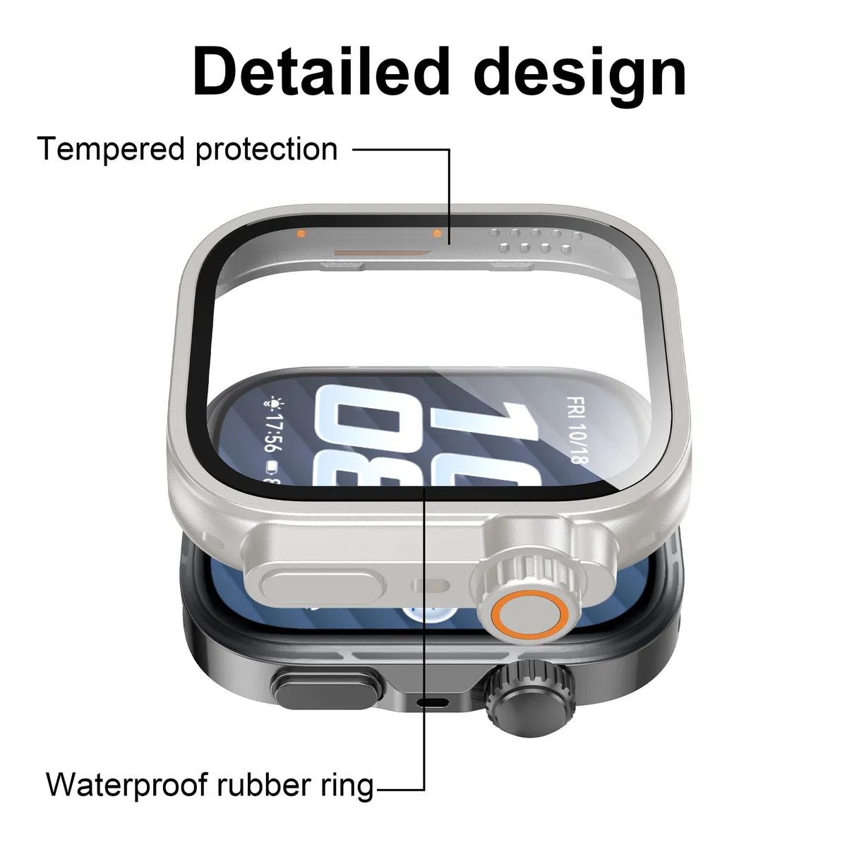 zZjoOoj Etui z folią ochronną do Huawei Watch Fit 5 Pro, całkowita osłona ochronna, wbudowane szkło hartowane ochrona wyświetlacza wysoka czułość, Starlight