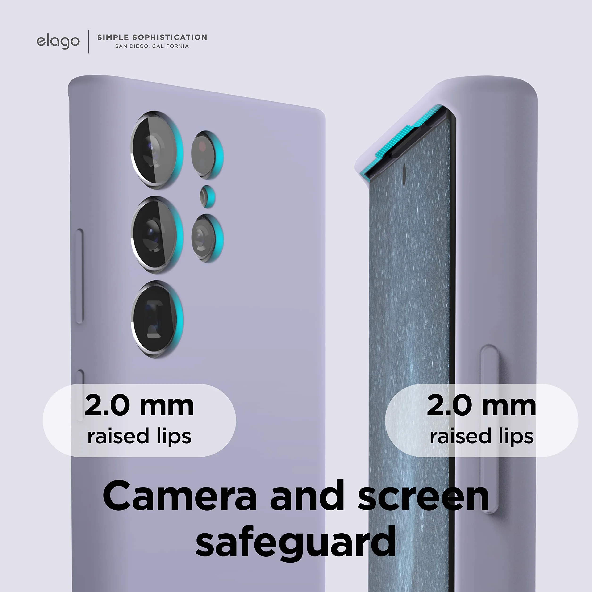 elago Etui z płynnego silikonu premium do telefonu Samsung Galaxy S23 Ultra, ochrona całej obudowy, 4-warstwowa, odporna na wstrząsy osłona na telefon, miękka wyściółka z mikrofibry, lawendowe
