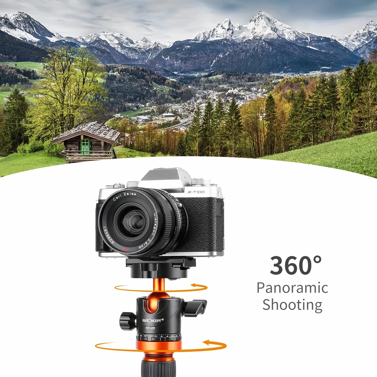 K&F Concept głowica kulowa aluminiowa 3/8" głowica kulowa 360° obrotowy adapter z szybkoobrotową płytą śrubową 1/4" do statywu i kamery Max 10kg