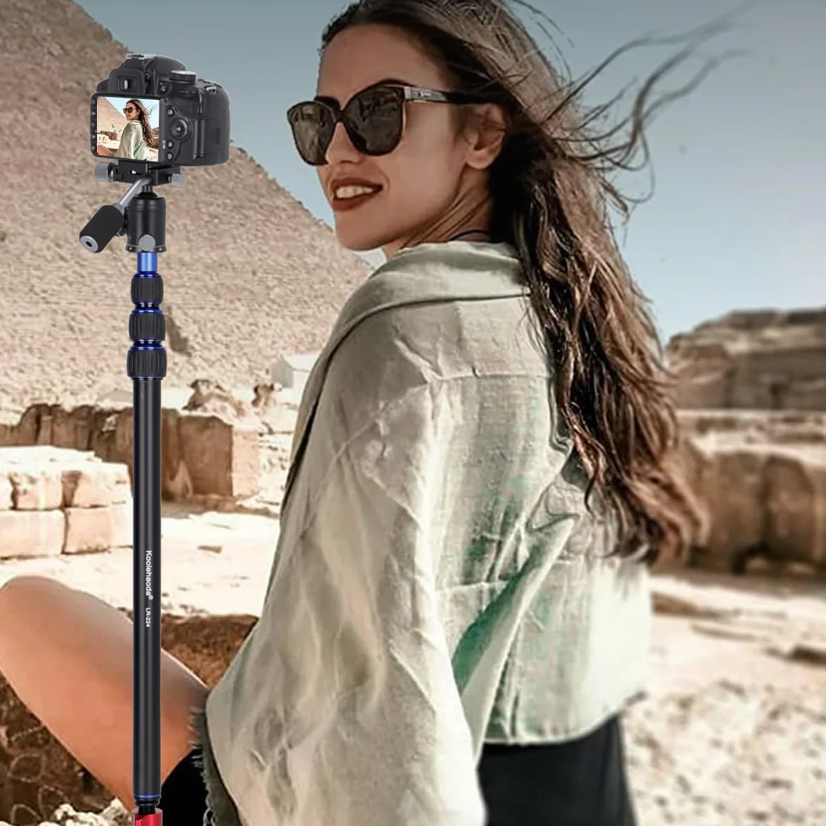 Koolehaoda Monopod aparatu 100 cm / 40 cali drążek przedłużający statyw, aluminiowa kolumna środkowa, drążek teleskopowy do statywu/kamery DSLR, LR-224