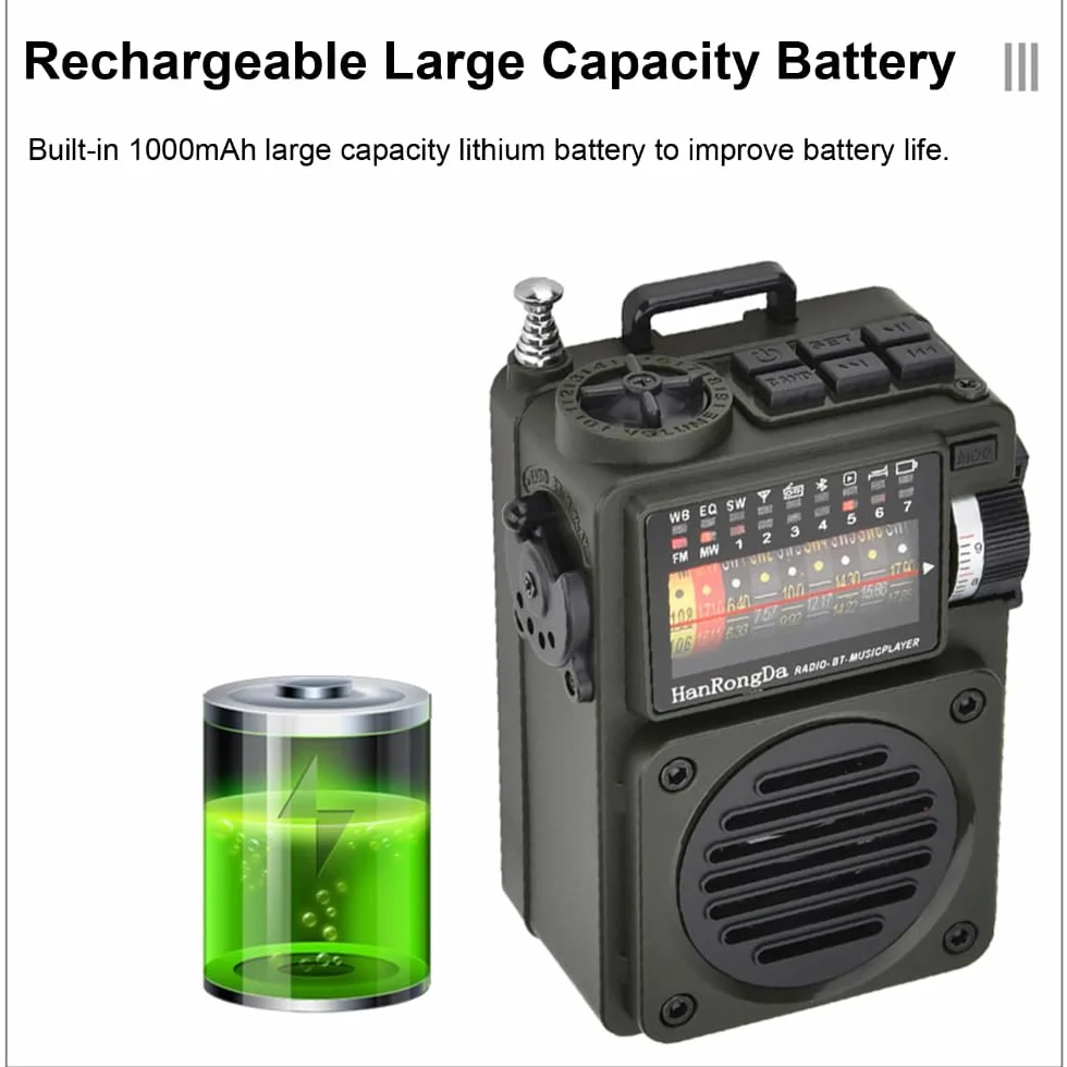 DollaTek HRD-700 kieszonkowe mini radio retro 10-pasmowy Bluetooth AM FM SW radio cyfrowe retro ?adowalne radio