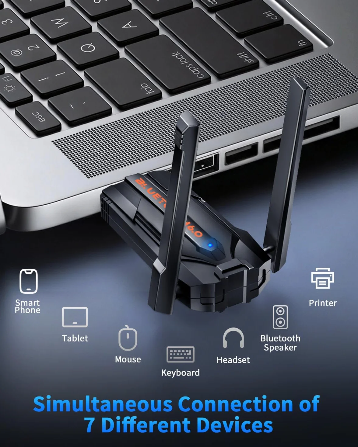 ZEXMTE Adapter Bluetooth 5.4 USB do komputera, EDR i BLE, antena o wysokim wzmocnieniu, 180 m dalekiego zasięgu