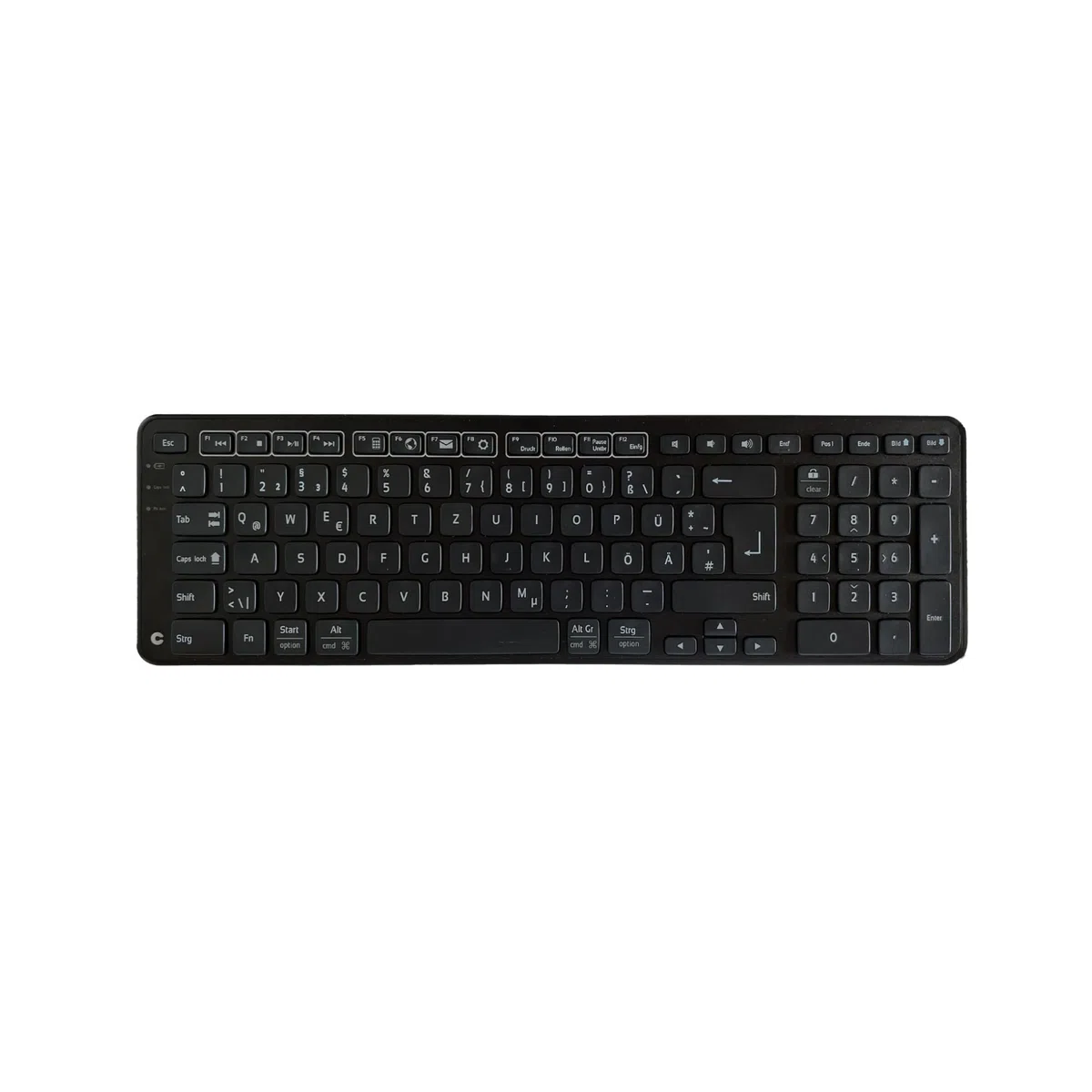 Contour Balance Keyboard | klawiatura bezprzewodowa z gniazdem USB | układ QWERTZ | super płaska klawiatura radiowa | klawiatura numeryczna + przyciski medialne | do domu i pracy | do Windows i Mac