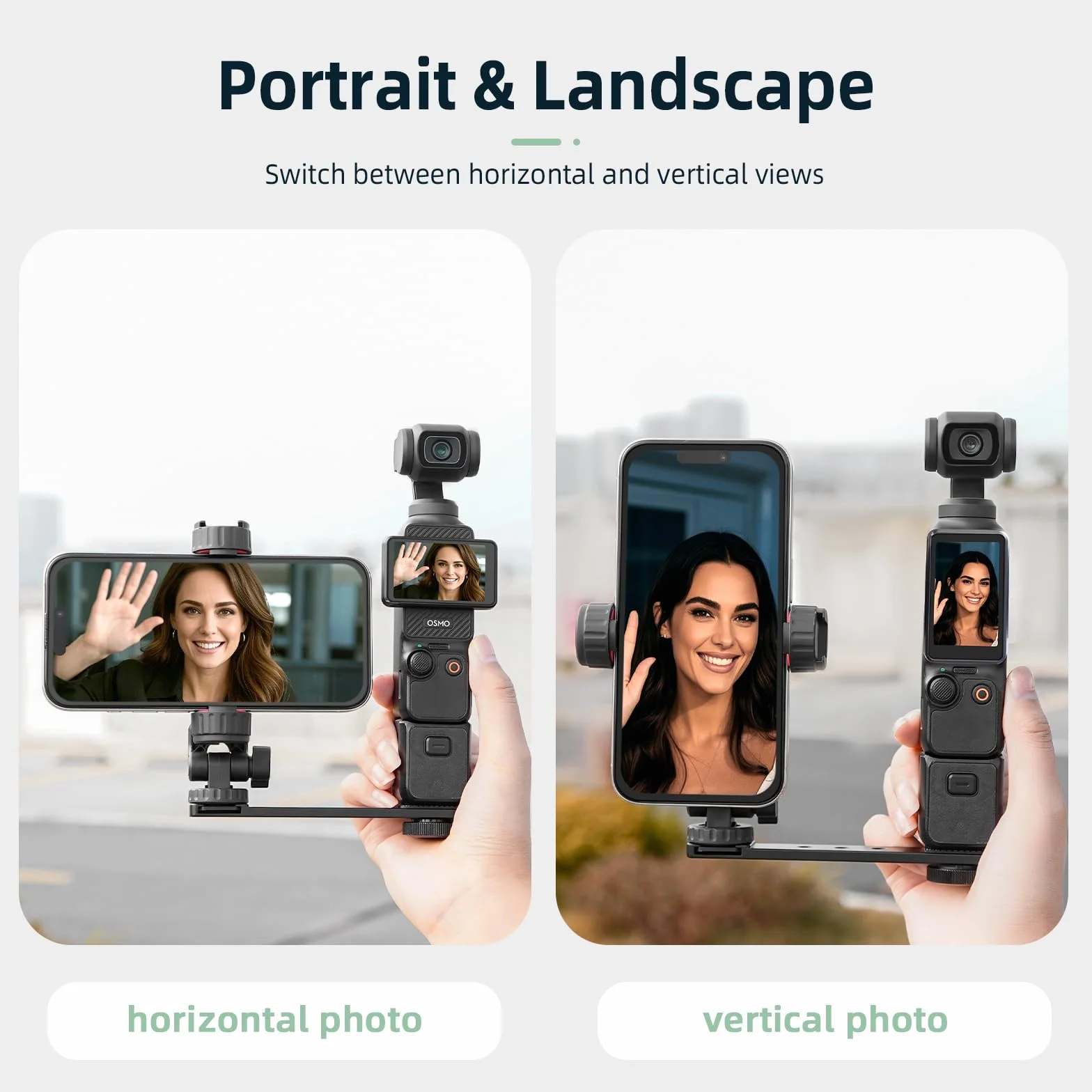 BRDRC Uchwyt na telefon Pocket 3 i klips ze śrubą 1/4 cala i zimną stopką do DJI Osmo Pocket 3 Creator Combo akcesoria