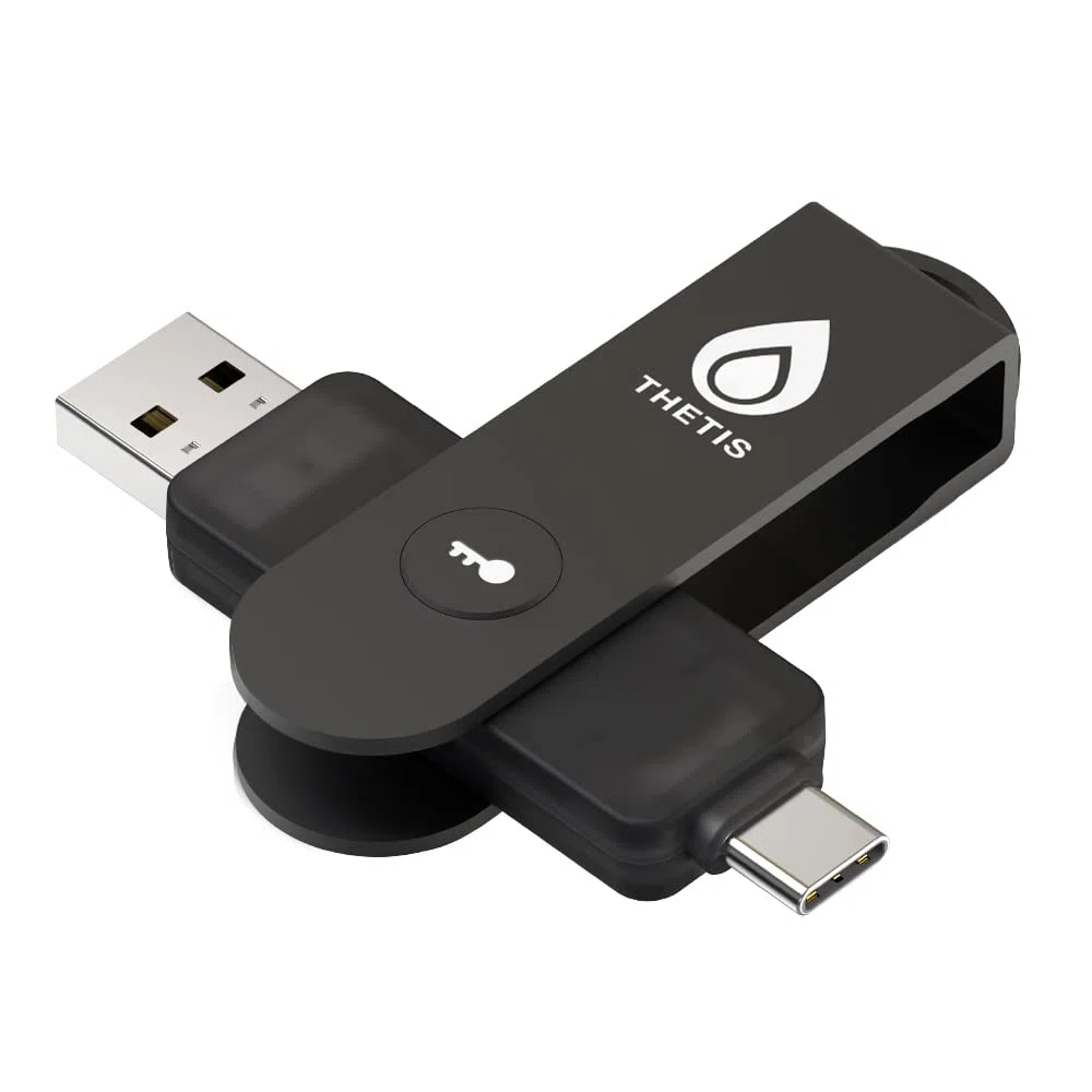 Thetis Pro FIDO2 klucz bezpieczeństwa, dwuskładnikowe uwierzytelnianie NFC klucz bezpieczeństwa FIDO 2.0, podwójne porty USB A i typ C dla wielowarstwowej ochrony (HOTP) w systemach