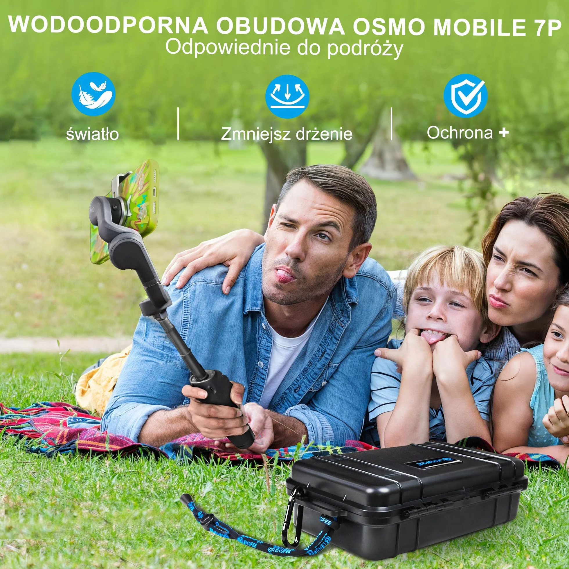 Lekufee Wodoodporna twarda obudowa podróżna dla stabilizatora gimbala DJI Osmo Mobile 7P/7,DJI Osmo Mobile 8 i akcesoriów (tylko obudowa i torba)
