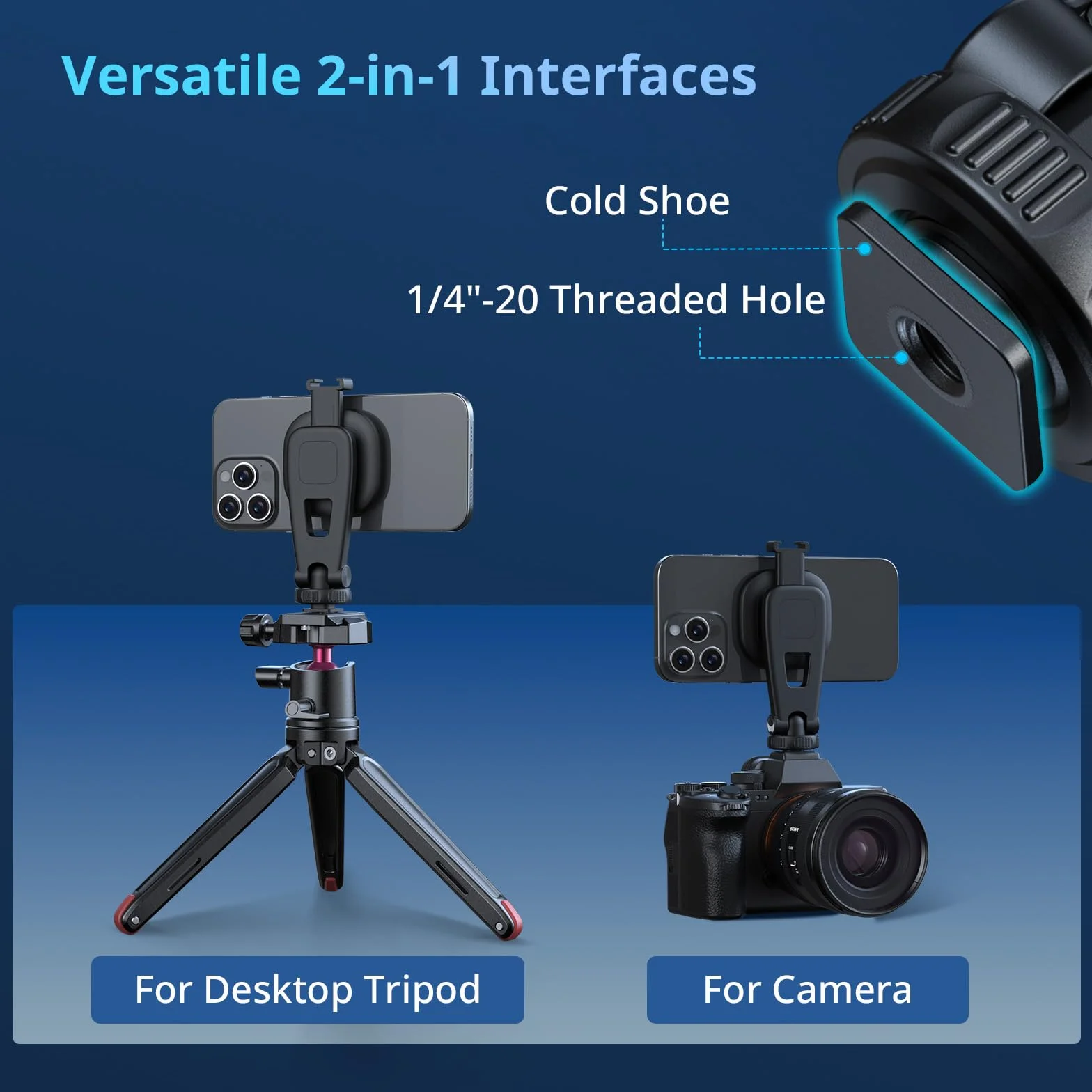 SMALLRIG Magnetyczny zacisk do telefonu AC-10 z mocowaniem na zimną stopkę i otworem gwintowanym 1/4"-20, do iPhone 16/15 / 14, kąt nachylenia 90° do nagrywania i transmisji na żywo - 5283