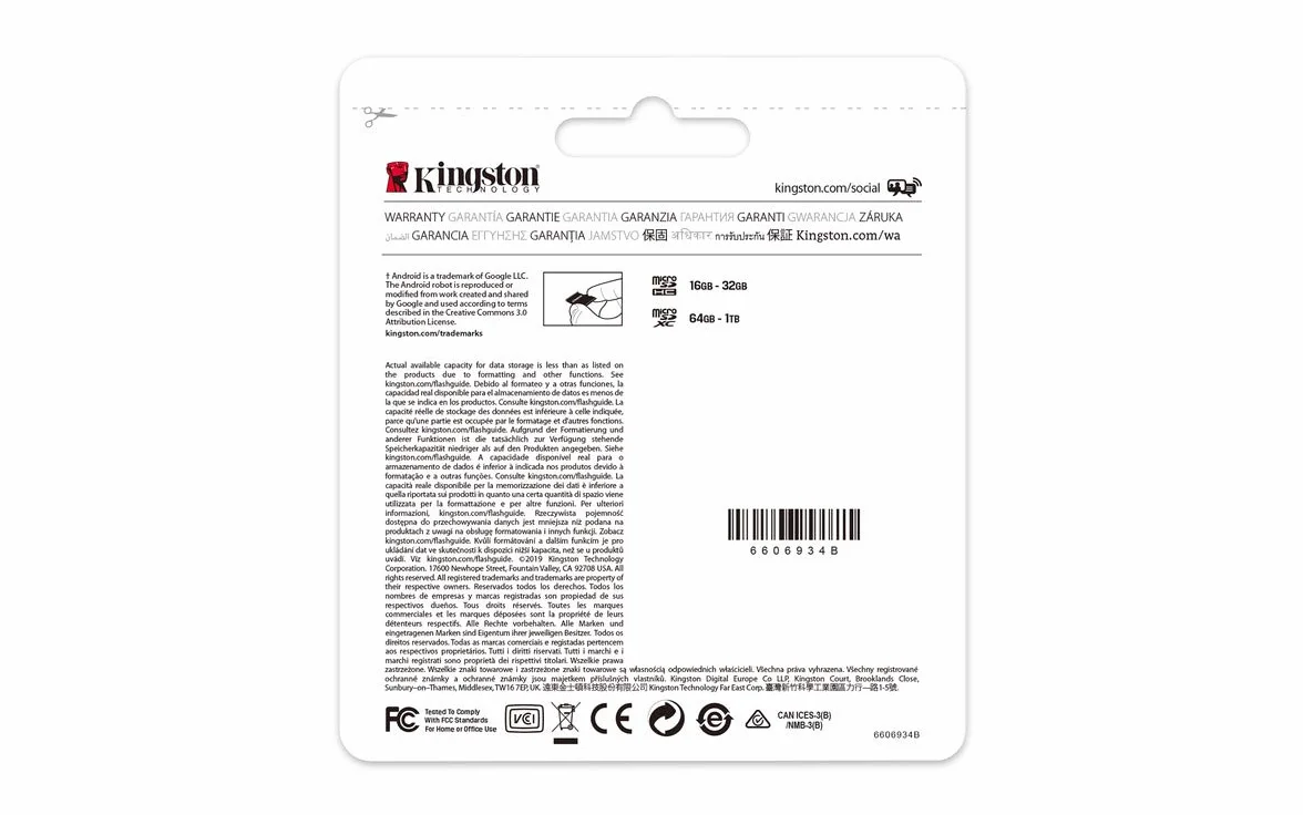 Kingston Canvas Select Plus SDCS2/64GB-3P1A Karta Pamięci Microsd, Czarny, 64 GB