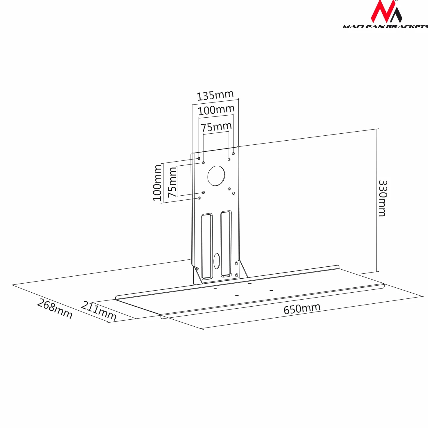 Maclean MC-756 uchwyt na klawiaturę i mysz VESA 75x75 100x100