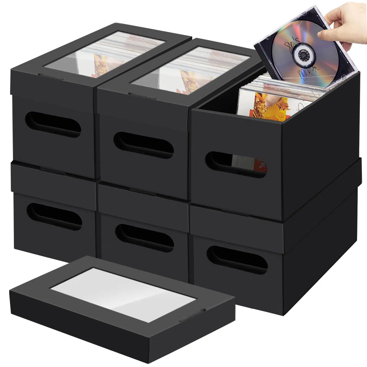 AOBOPLE Pudełko do przechowywania płyt CD, 6 sztuk, na 120 płyt CD w pełnym etui na biżuterię, 240 płyt CD w smukłych etui i 660 płyt CD w etui na płyty CD/DVD