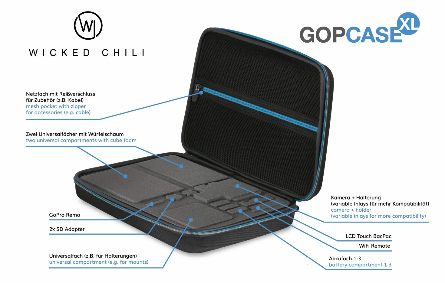Wicked Chili GOP 842588 Case Do GoPro Hero 8/7, XL, Czarny