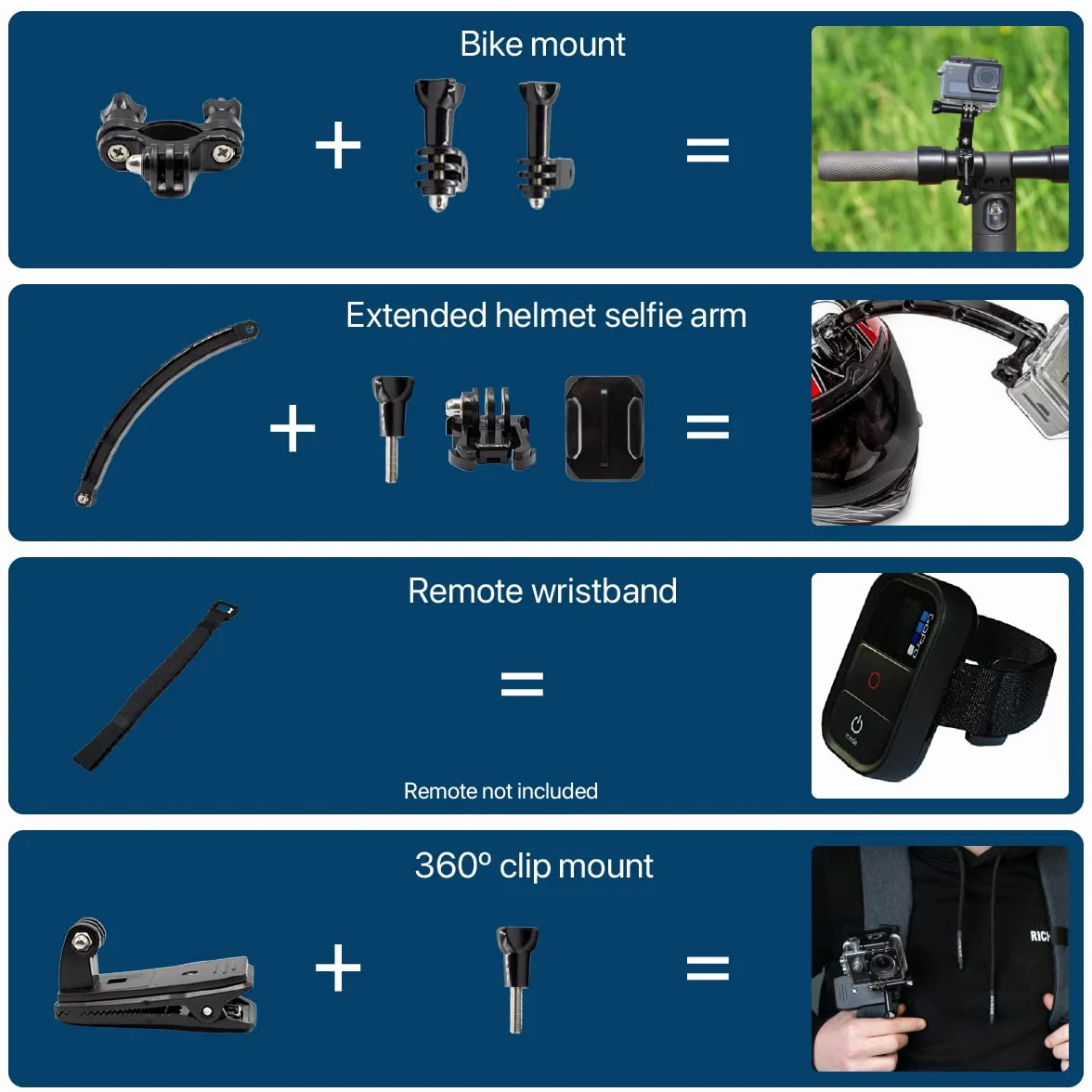 MMOBIEL Zestaw akcesoriów do kamery sportowej 50 w 1 kompatybilny z GoPro Hero 11 10 9 8 7 6 5 4 GoPro Max Fusion DJI Osmo Action AKASO Insta 360