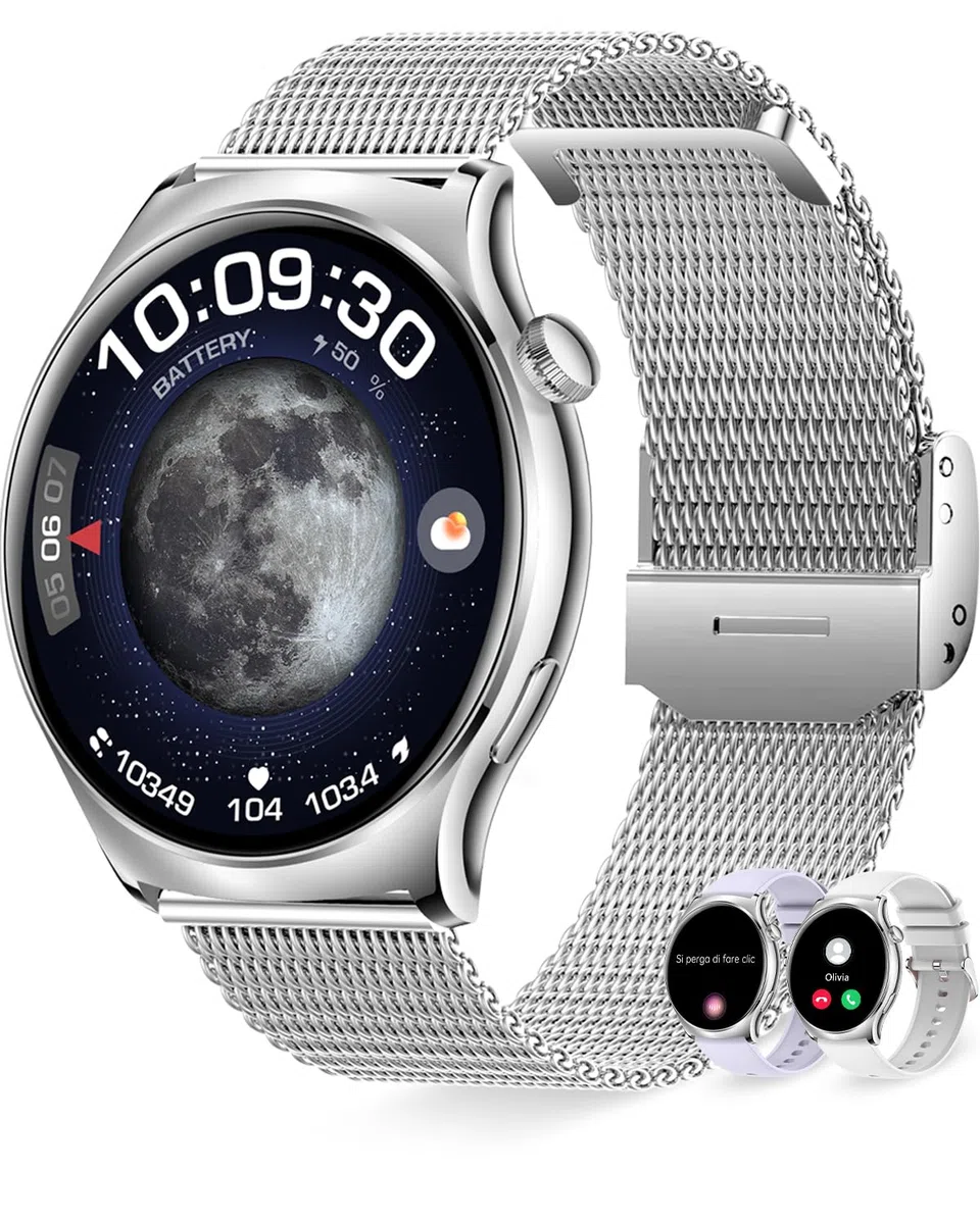 Smartwatch z systemem iOS Android monitor snu, zegarek na rękę, srebrny