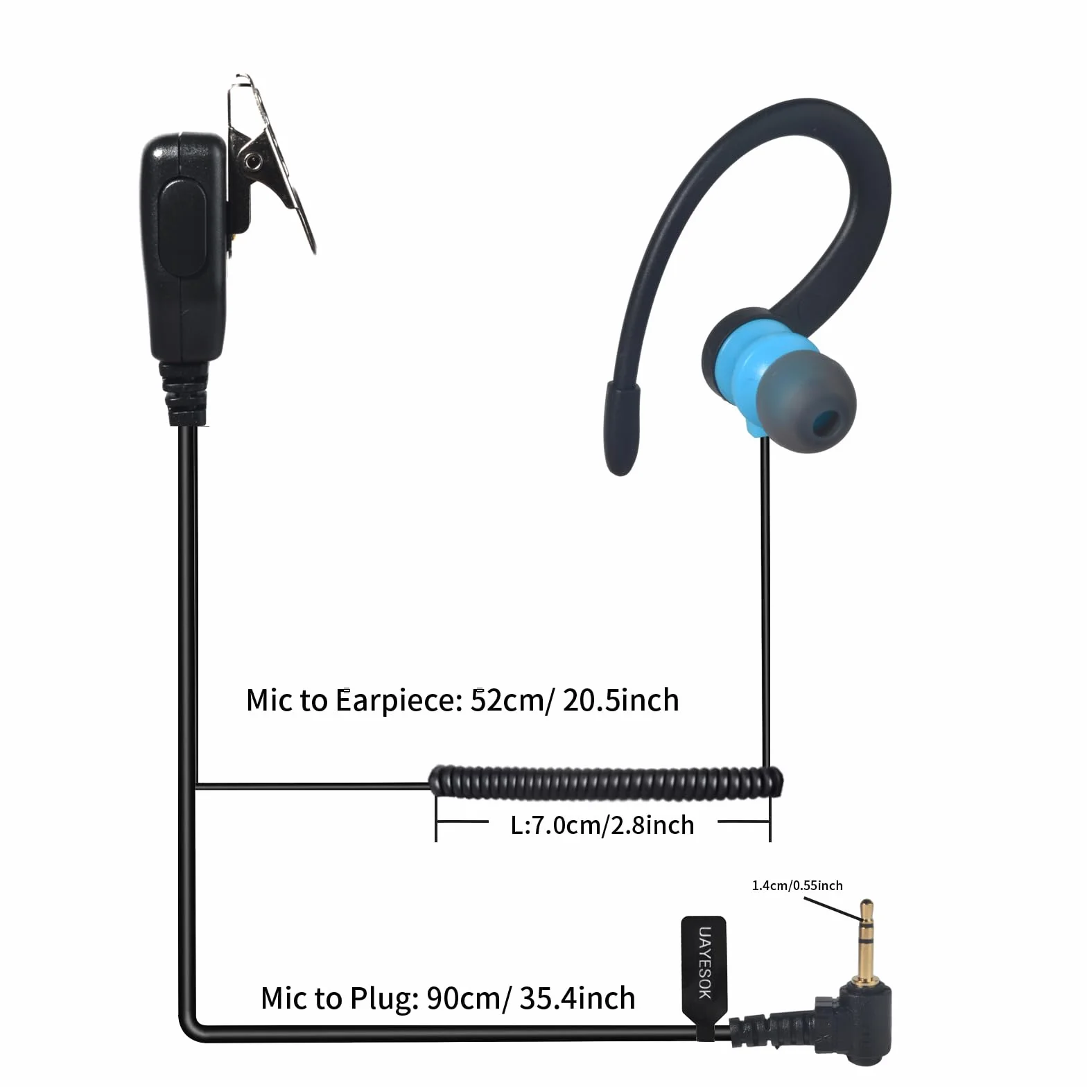 UAYESOK 1-pinowa słuchawka Walkie Talkie 2,5 mm, ochrona typu G, osłona z mikrofonem PTT, kompatybilna z Motorola Talkabout TLKR T92 H20 PMR446 T60 T80 T82 XT180 dwukierunkowe radio (2 szt.)