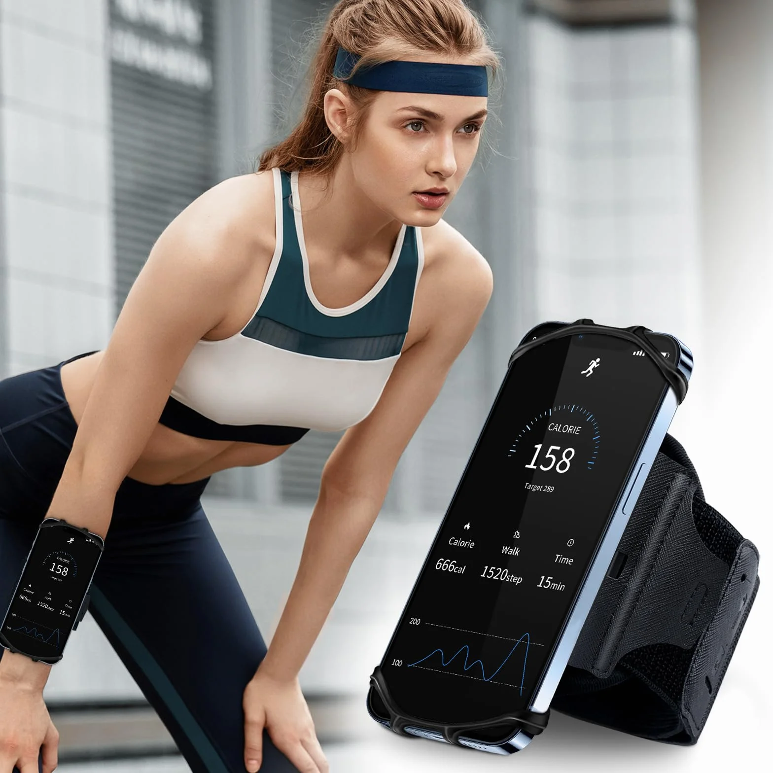 Odpinany sportowy pasek do biegania, obracany o 360°, uniwersalny, sportowy pasek do biegania kompatybilny z iPhone 14/13 Pro/13/12 Pro/11 Pro Max / 11 Pro / 11 / X/8 itd., wszystkie smartfony 4–6,5"