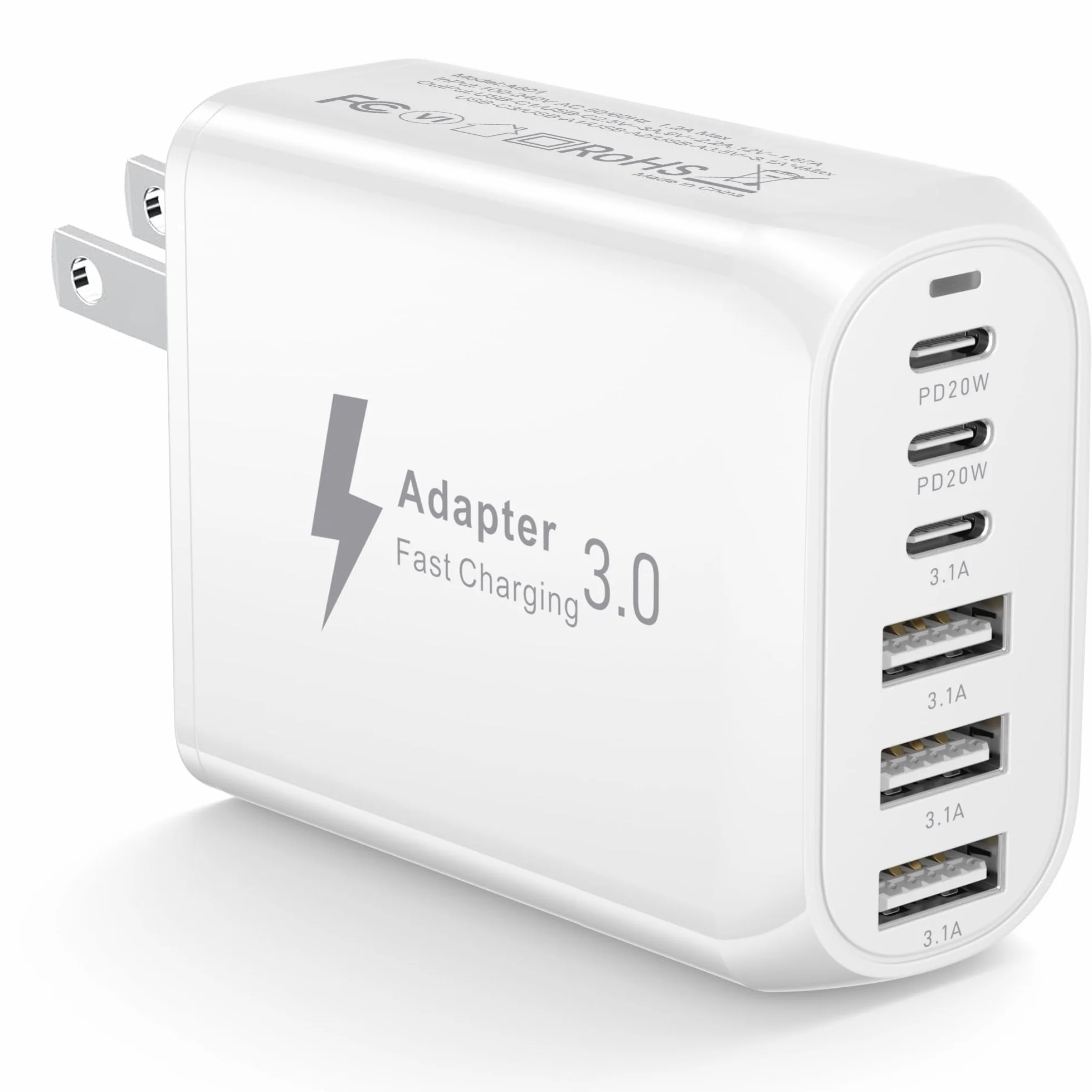 USA ładowarka podróżna, adapter podróżny USA, zasilacz 60 W typ A/B, adapter kanadyjski z 3 portami szybkiego ładowania USB-C i 3 USB-A do USA/Kanady/Meksyku/Japonii, wtyczka USA, amerykańska wtyczka