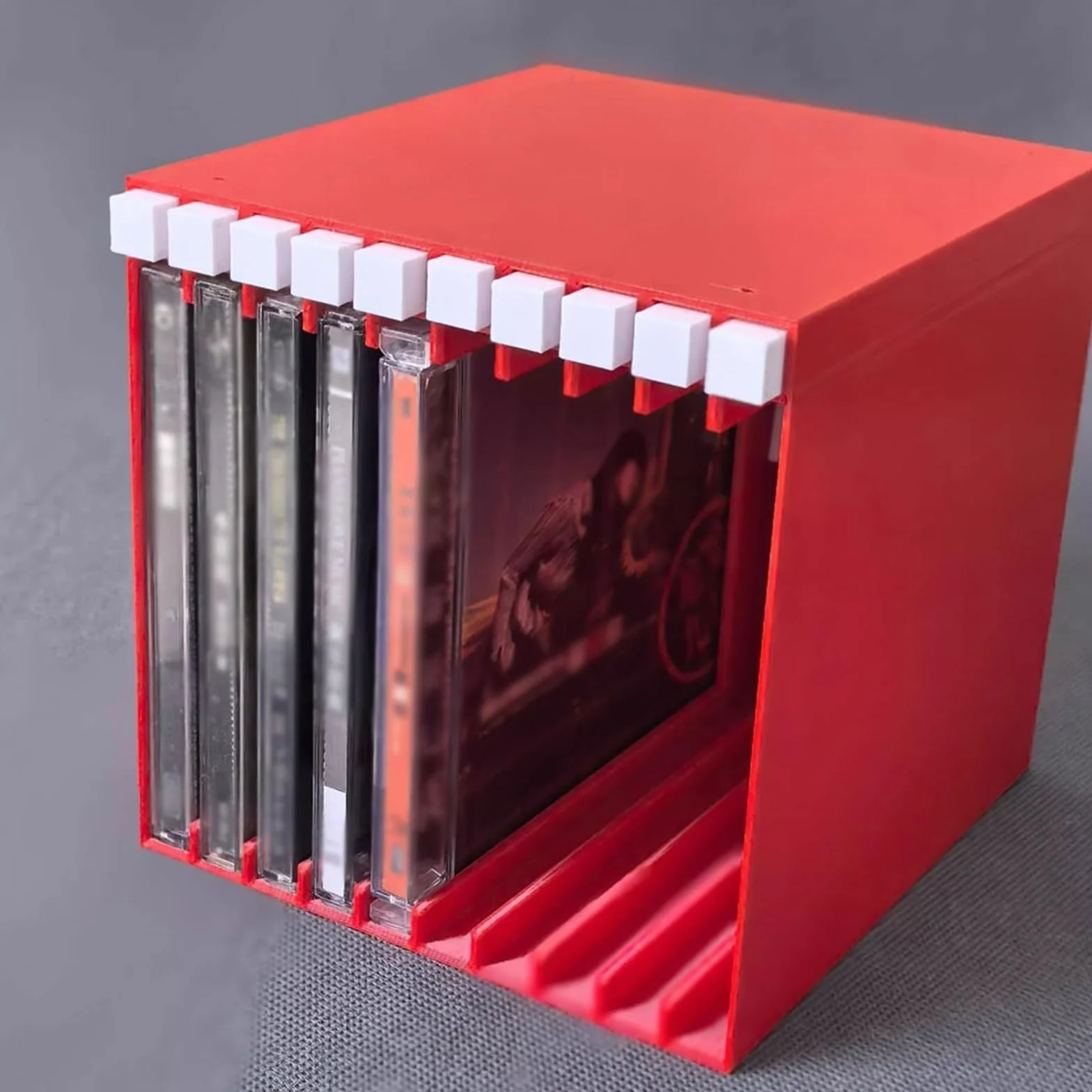 Pudełko do przechowywania płyt CD Stojak na płyty CD z wysuwanym uchwytem, ​​do 10 albumów, wykonany PP na studia