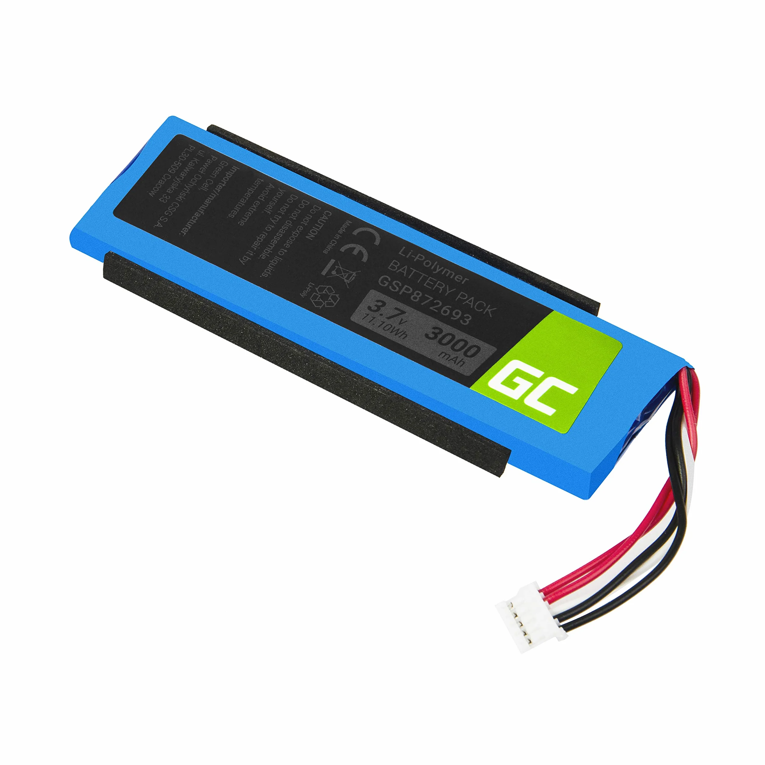Green Cell GSP872693 P763098 03 akumulator, bateria do głośnika Bluetooth JBL Flip III Flip 3 (ogniwa litowo-polimerowe 3000 mAh 3,7 V) nowoczesna elektronika, pełna kompatybilność, bardziej znany