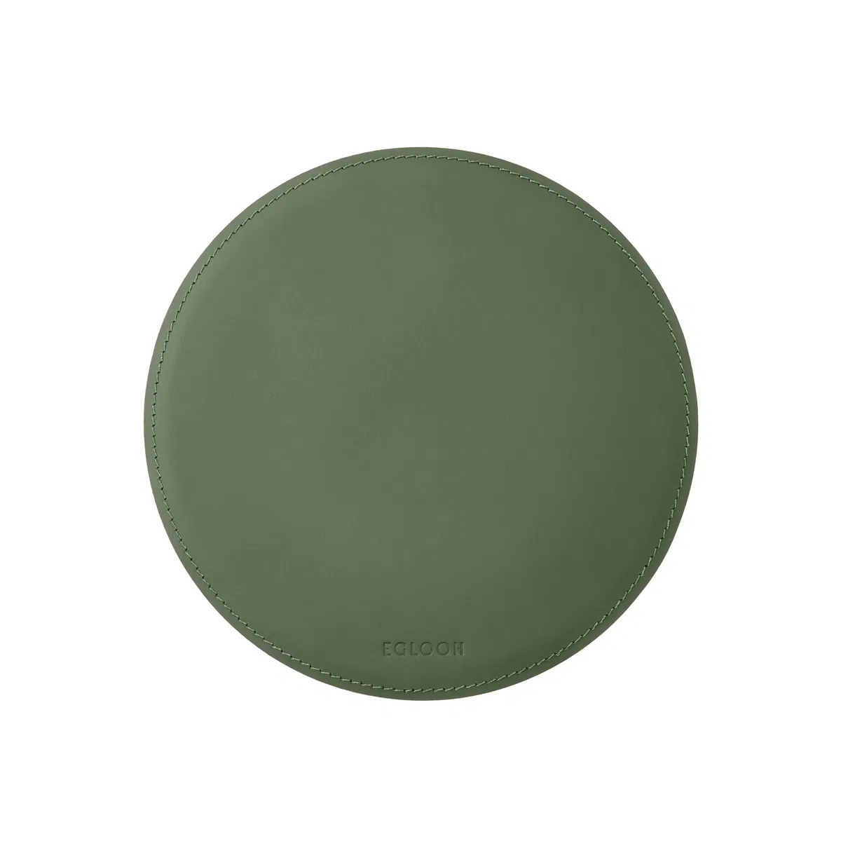 eglooh - Atlante - okrągła podkładka pod mysz z zielonej skóry - cm 23 x 23 cm - Podkładka pod mysz na biurko i biuro z ręcznie wykonanymi szwami i antypoślizgowym spodem - Wyprodukowano we Włoszech