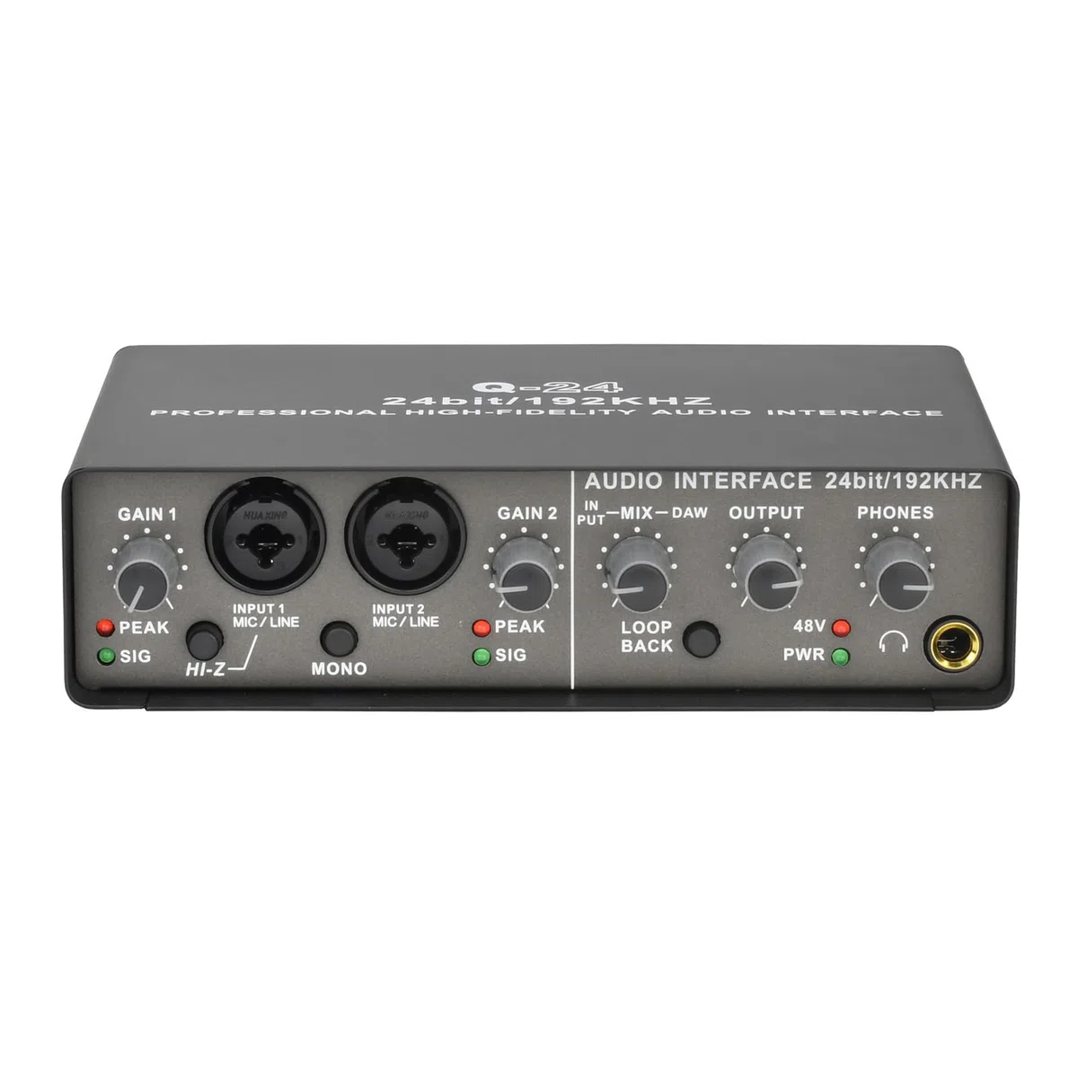 Fockety Karta Dźwiękowa USB, 2 kanał XLR TRS Phantom Power Audio Interface z 192KHz 24bit Wysoka Impedancja, do Komputerowego Nagrywania Podcastingu Przesyłania Strumieniowego