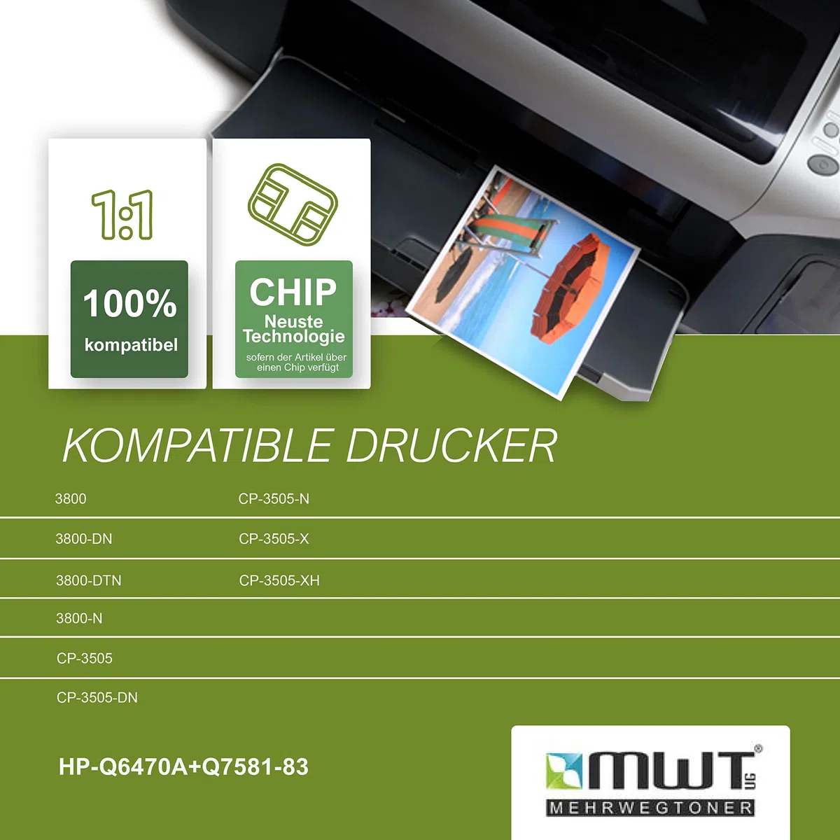 Mehrwegtoner Toner 8X toner kompatybilny jako zamiennik do HP Color Laserjet 3800 zastępuje Q6470A-Q7583A 503A 501A