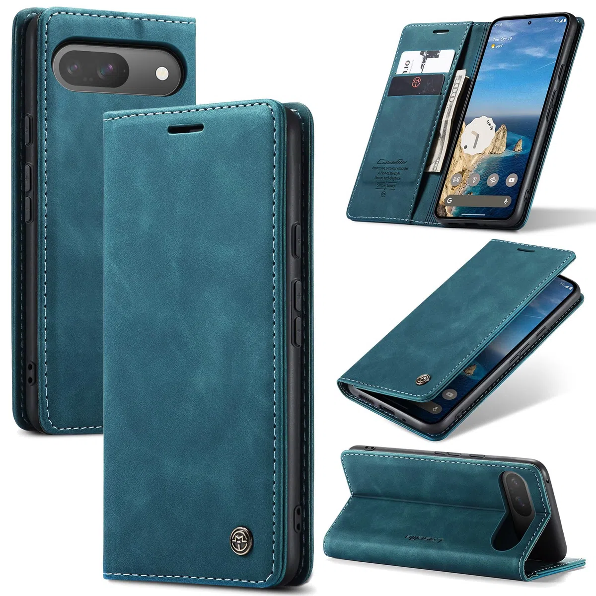 Etui do Google Pixel 10/Pixel 10 Pro portfel ze skóry PU z uchwytem na karty Kompatybilny Kabura magnetyczna odporne na wstrząsy etui na telefon z klapką do Google Pixel 10, Niebieski zielony