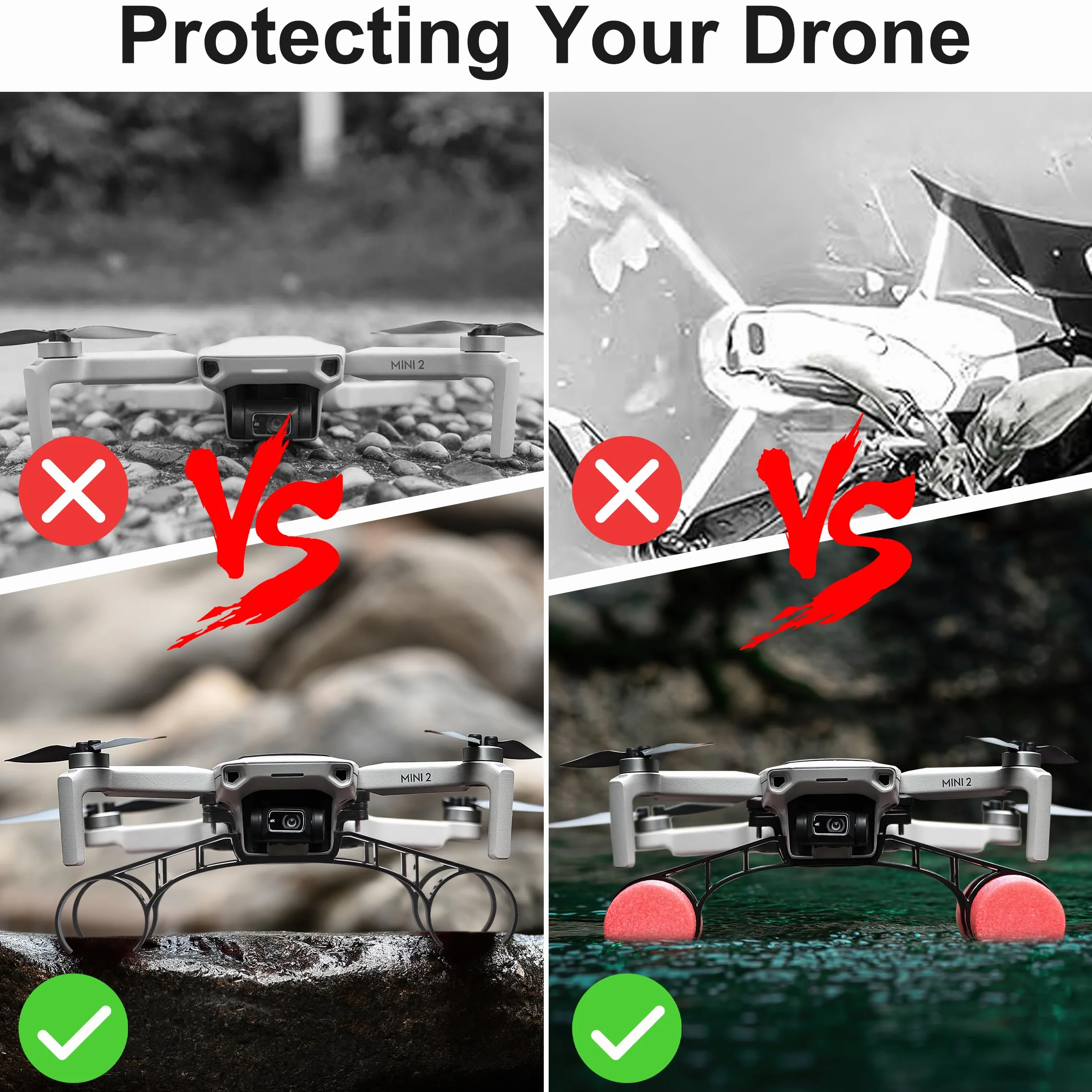 Podwozie wodne kompatybilne z DJI Mini 2 drony do podwozia do Mavic Mini Floating Black