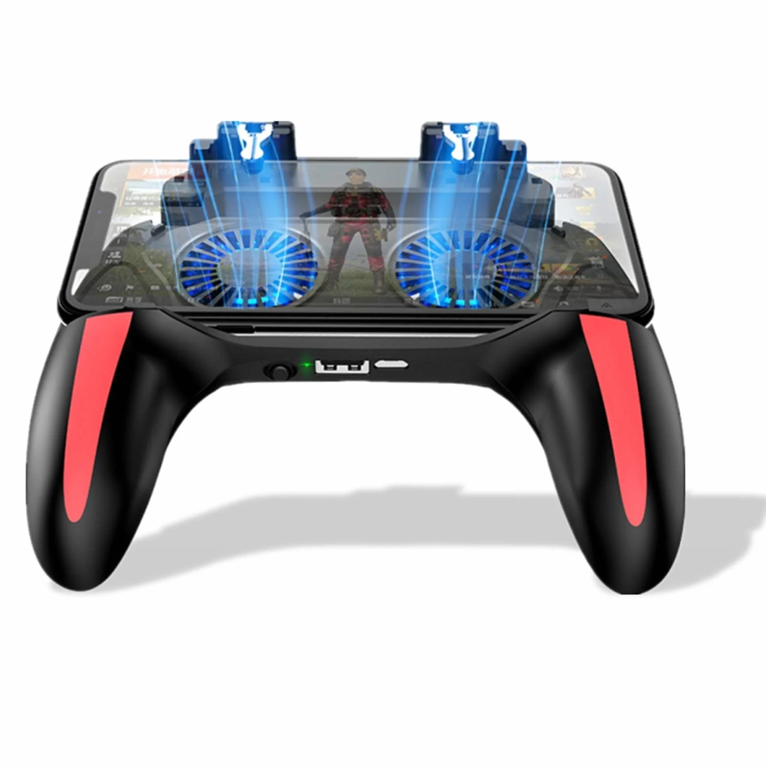 Sutinna Gamepad do smartfona, kontroler gier podwójny kontroler do telefonu komórkowego z wentylatorem 2500mAh/5000mAh(5000 mah)