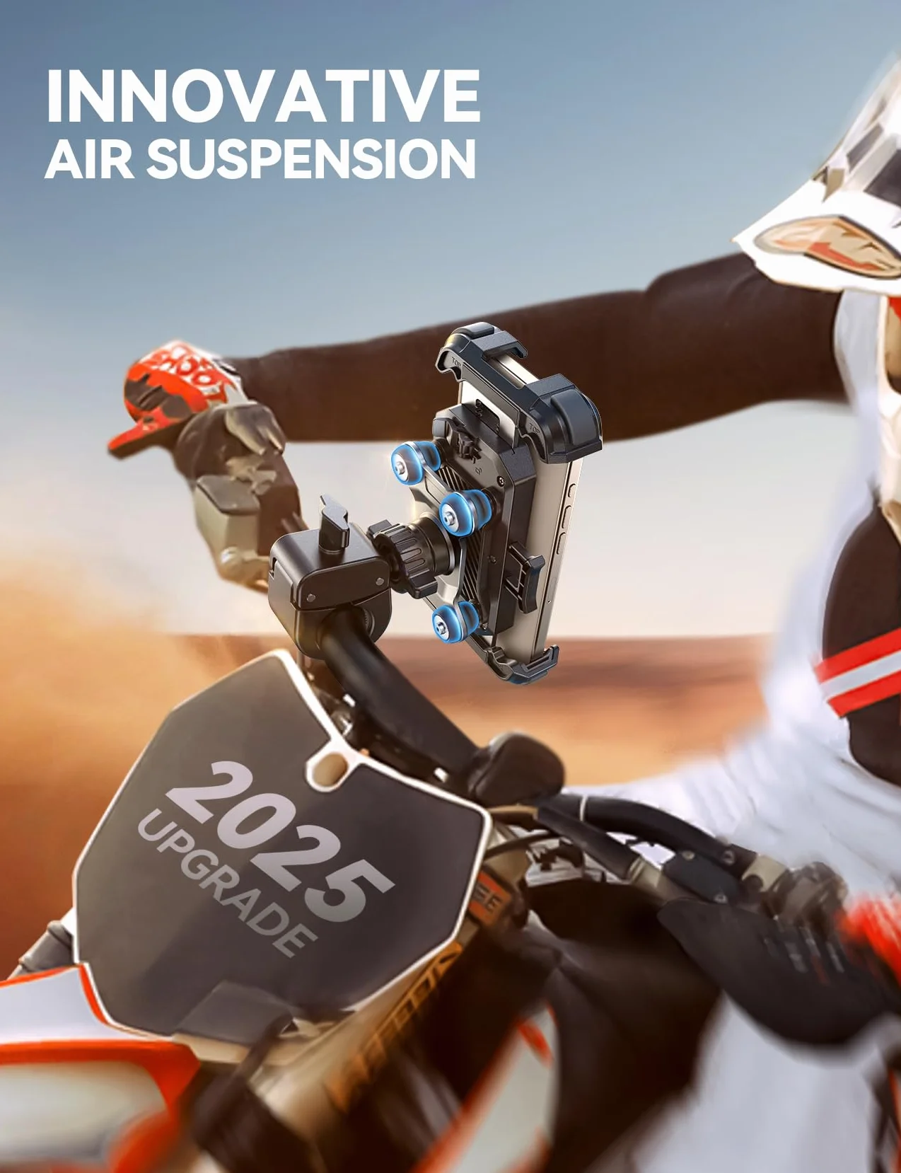 JOYROOM Uchwyt na telefon motocyklowy podwójnie tłumiony wibracjami obracany 360°
