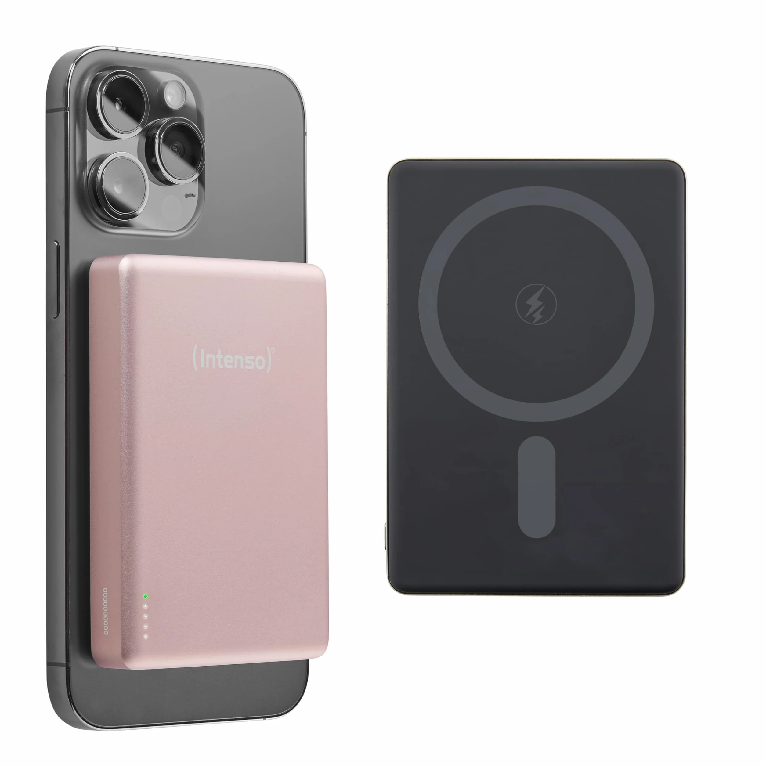 Intenso MW10000 magnetyczny powerbank 10 000 mAh – kompatybilny z MagSafe, bezprzewodowe ładowanie 15 W, USB-C PD 20 W, do iPhone i Android – sprawdzony w Niemczech – różowy