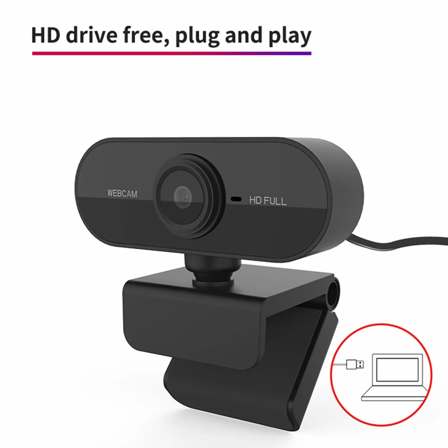 Kamera Internetowa USB 1080P z Mikrofonem, Obrót 360 Stopni, do Wideokonferencji (Czarny)