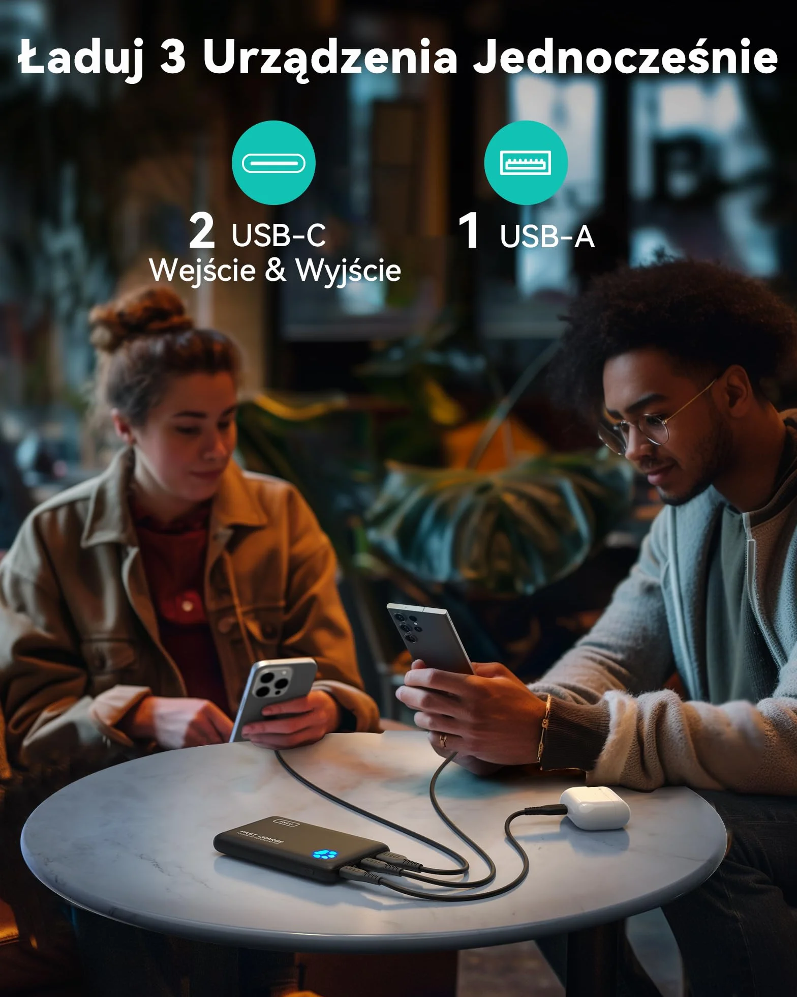 INIU Power Bank, powerbank 45 W, 10 000 mAh, najlżejszy i mały, ale mocny (USB C In& Out), PD3.0 zewnętrzne akumulatory do telefonów komórkowych z lampą błyskową, kompatybilne z iPhone 17 16 15 Pro