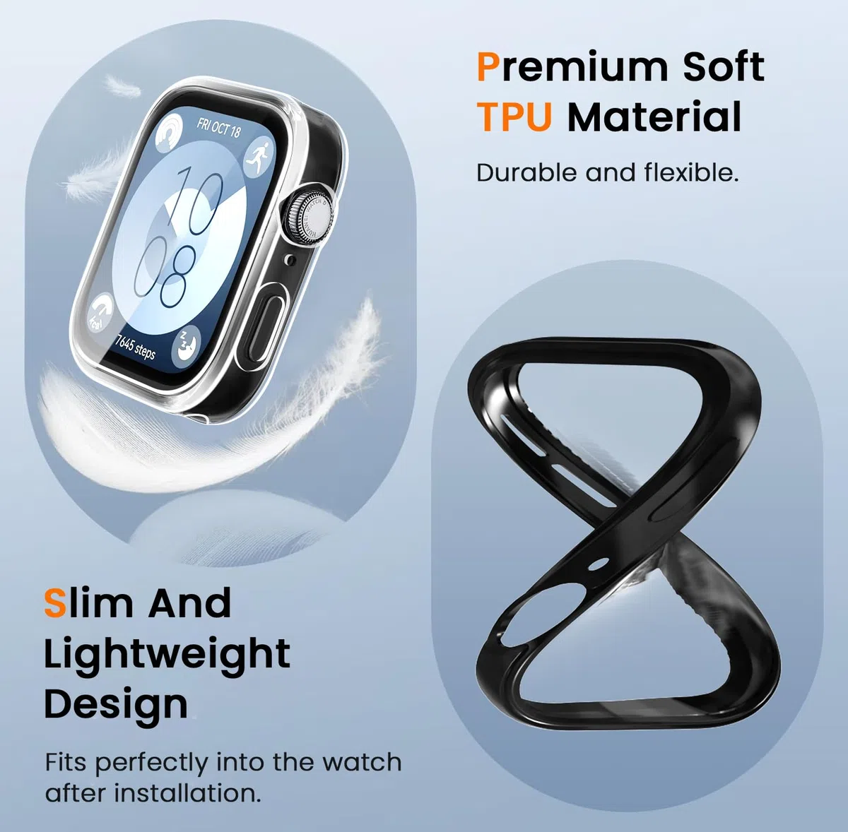 ivoler 3 sztuki etui z osłoną ekranu do Huawei Watch Fit 3, pełne etui ochronne z miękkiego TPU cienkie, odporne na wstrząsy etui odporne na zarysowania (2 przezroczyste 1 czarne)