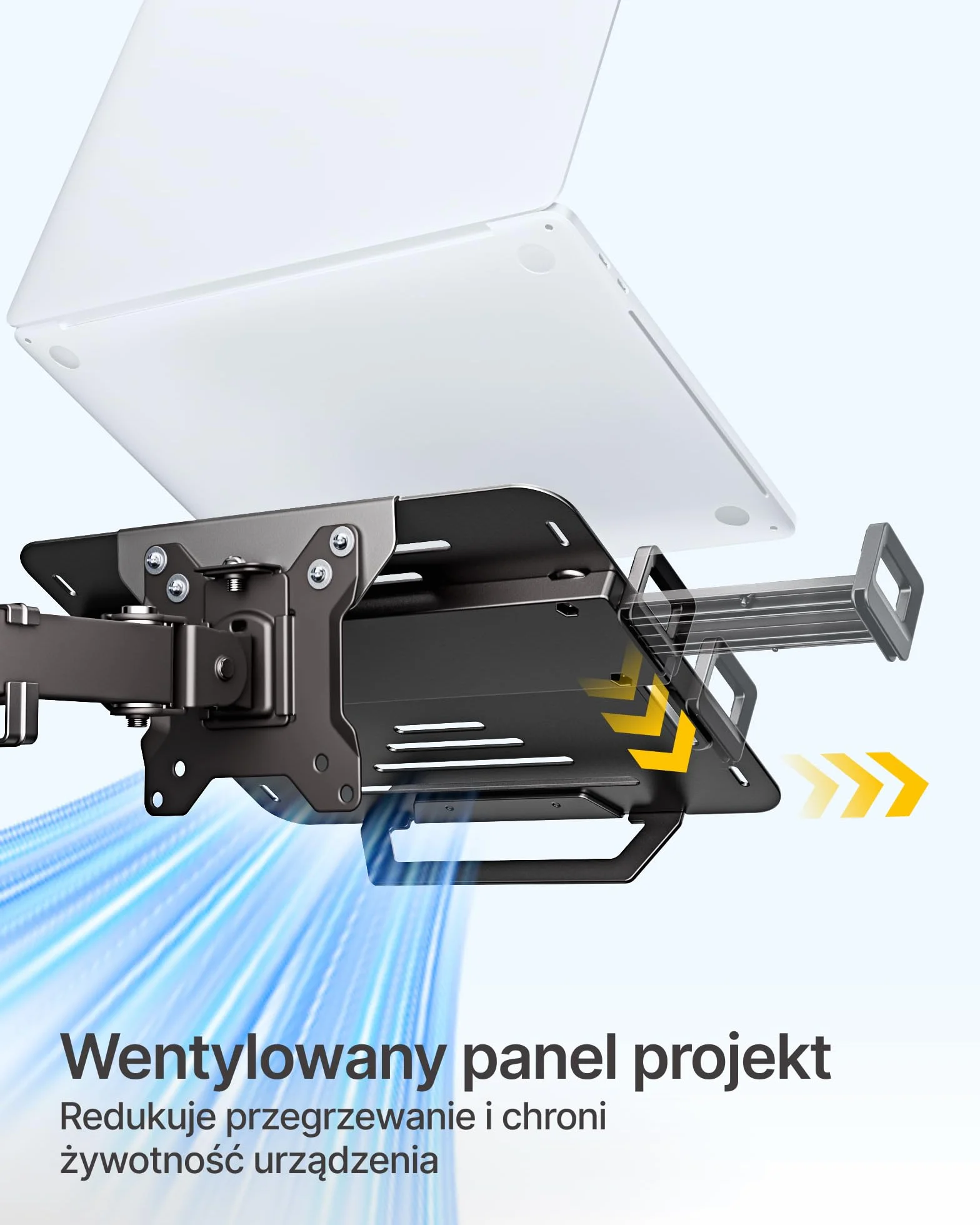 monTEK Regulowana półka na laptopa VESA 75x75/100x100 do 9 kg 12-18 cali