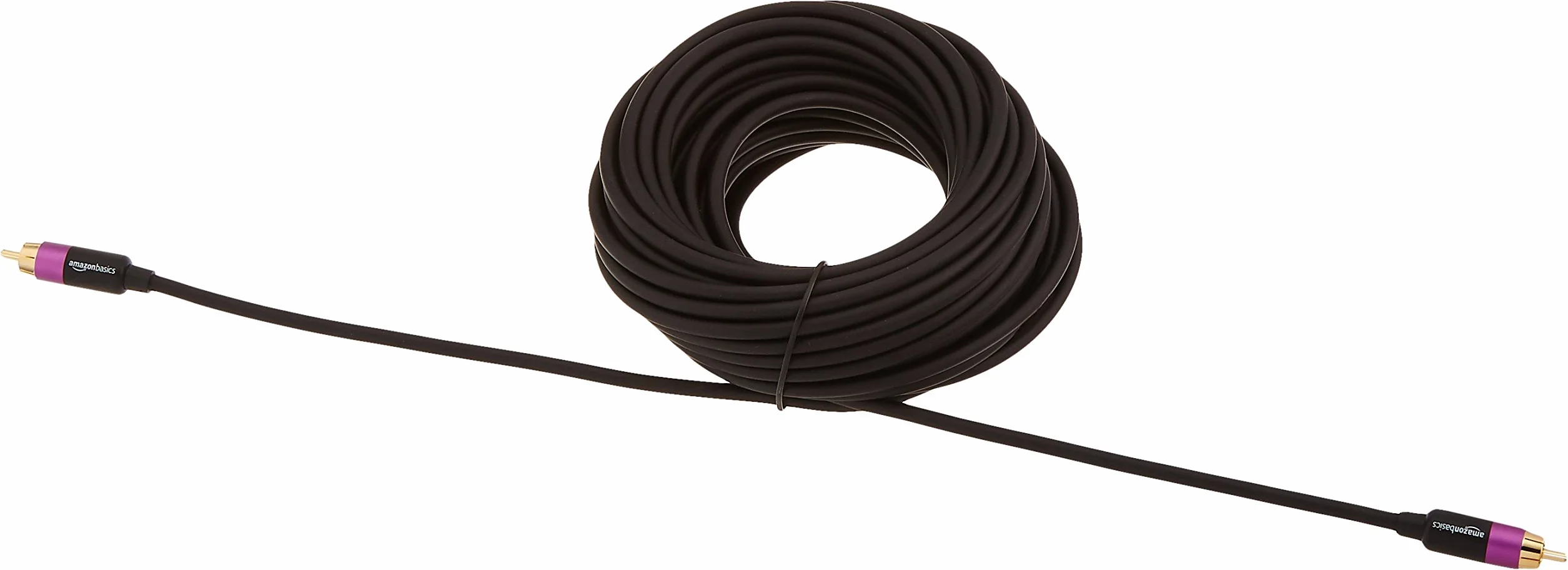 Amazon Basics 1 kabel audio RCA do subwoofera, wzmacniaczy, głośników Active z pozłacanymi wtyczkami, czarny, 15 m