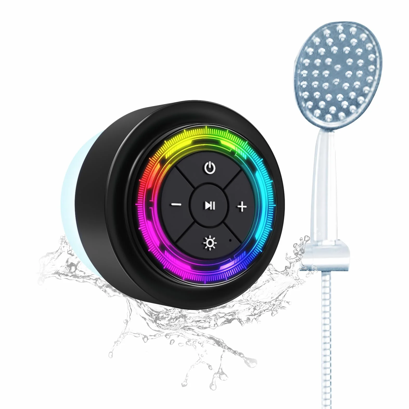 XLEADER, SoundAngel Mate Pro głośnik prysznicowy (ulepszony) certyfikowany wodoodporny głośnik Bluetooth IPX7, Big Pro Sound i głęboki bas, ze światłami RGB, przyssawką, silikonową smyczą, czas