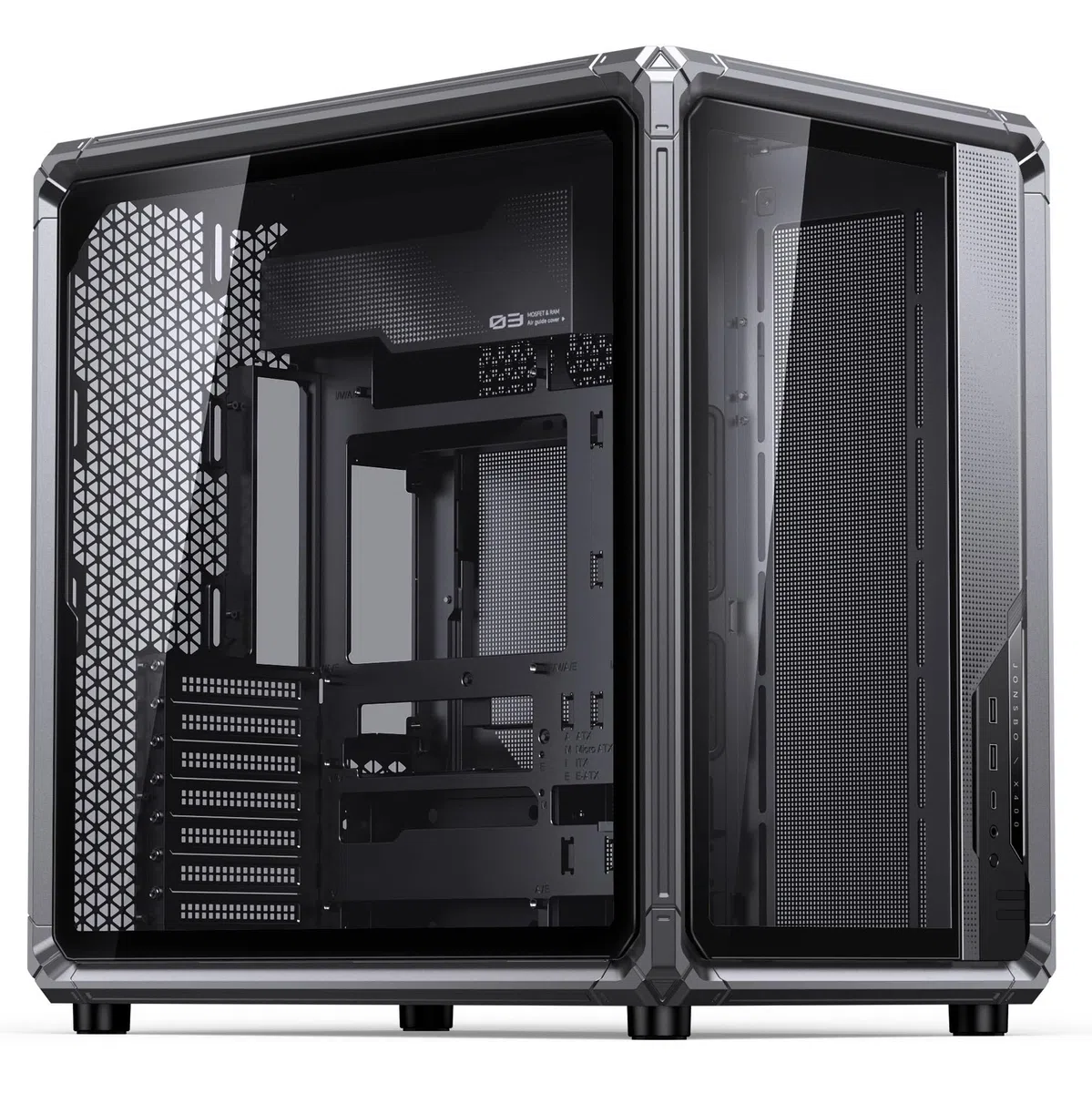 Jonsbo X400 obudowa PC Midi-Tower ATX ze szkłem hartowanym, obsługa Back-Connect, miejsce na 13 wentylatorów i chłodnice 360 mm – szara