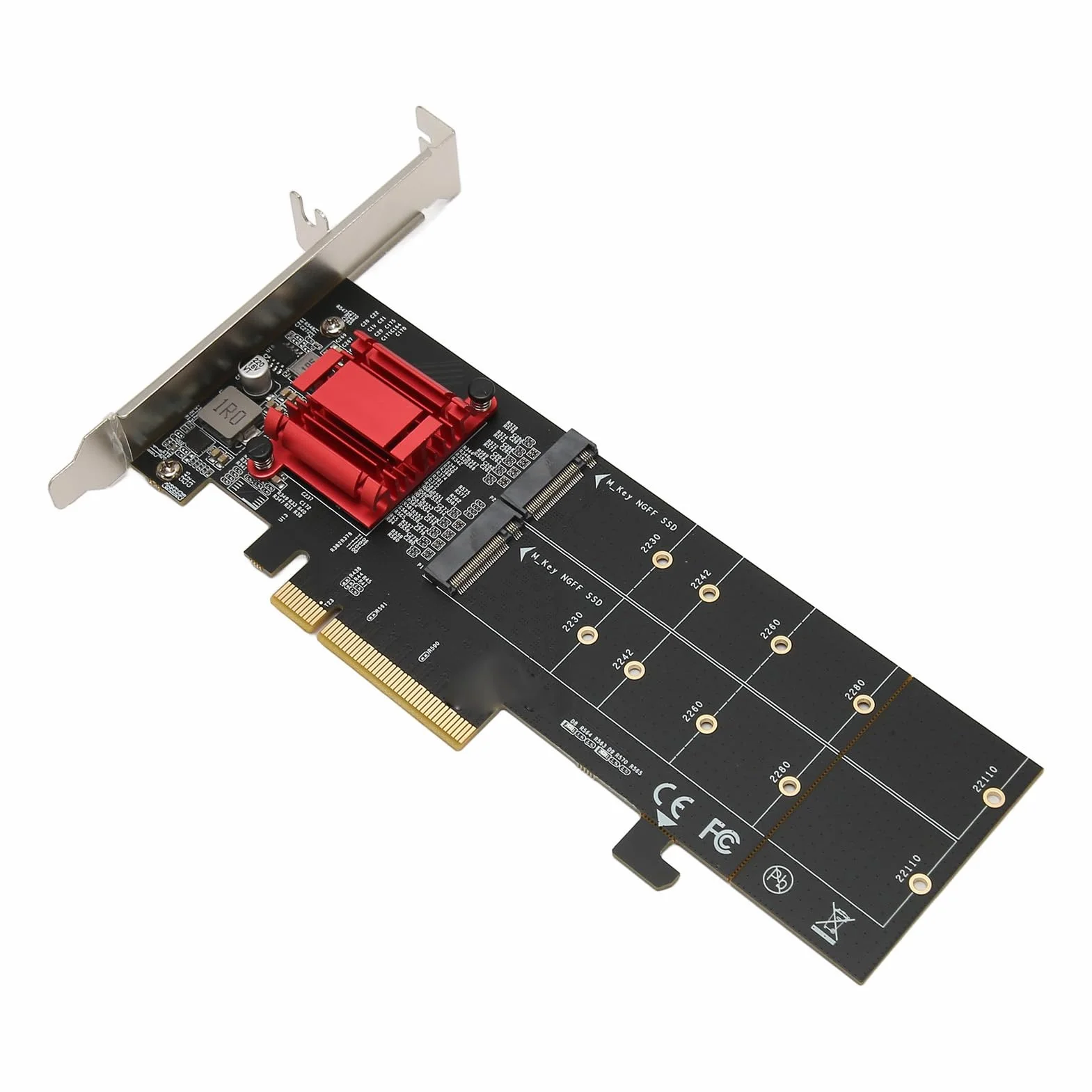Podwójna Karta Adaptera M.2 PCIe NVMe z Rozwidleniem, Obsługuje 2xM.2 S w PCIe 3.1 X8/X16 dla, 2230/2242/2260/2280/22110
