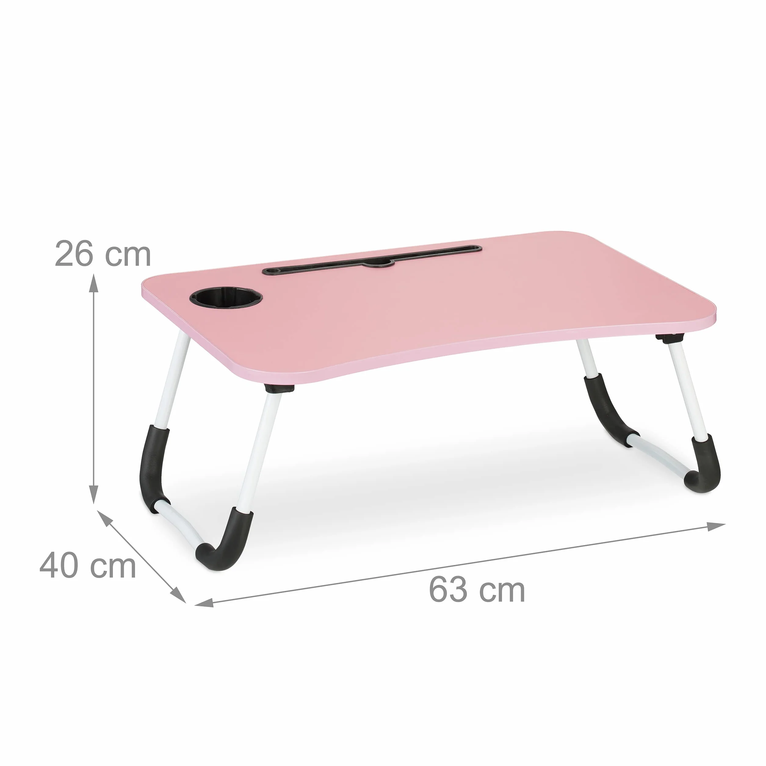 Relaxdays Stolik pod laptopa składany 26 x 63 x 40 cm różowy/biały