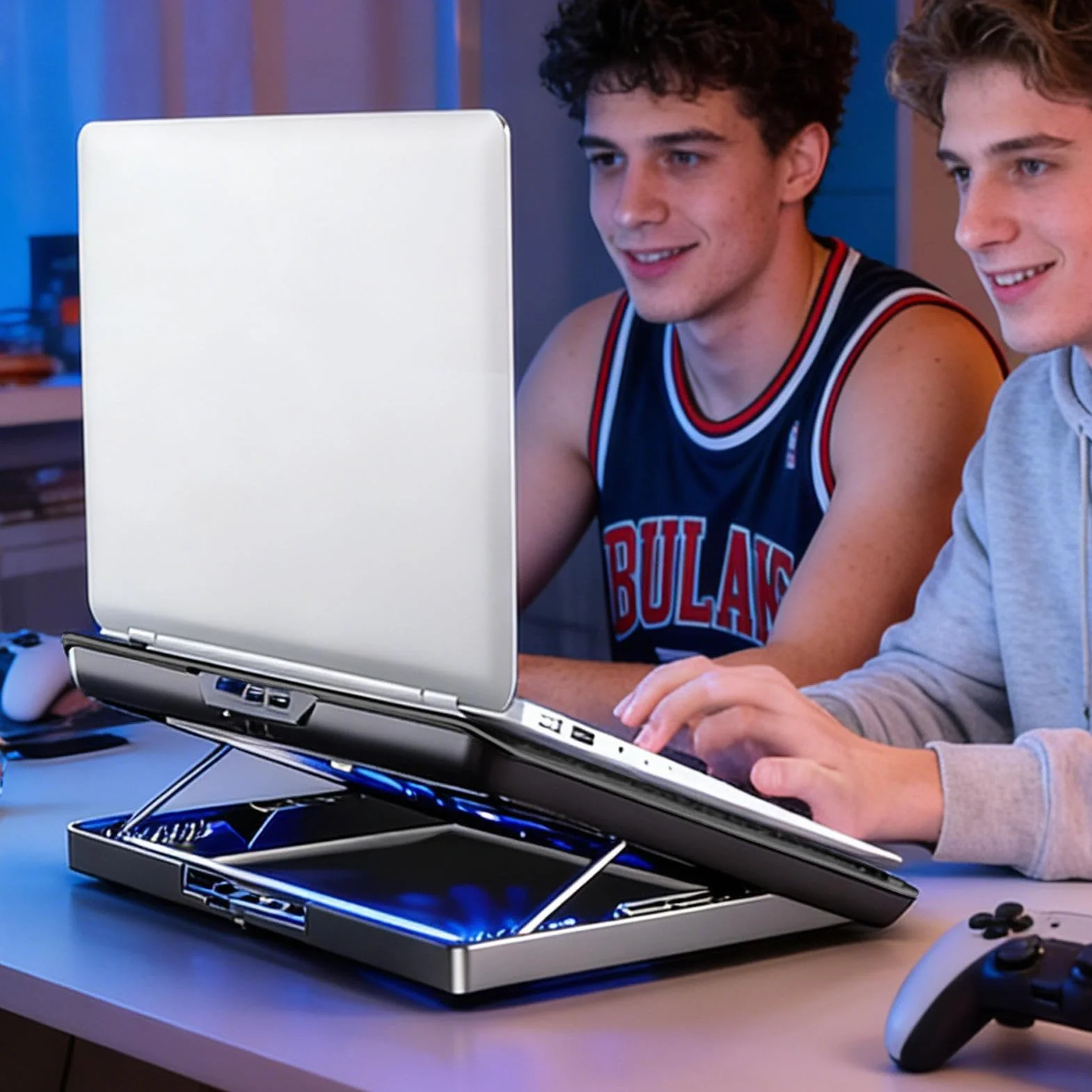 Wentylator na laptopa, regulowany stojak chłodzący, cichy stojak na laptopa ze stopu aluminium na biurko, klawiatura tablet książka dom miejsce pracy akademik mieszkanie biuro konfiguracja chłodzenie