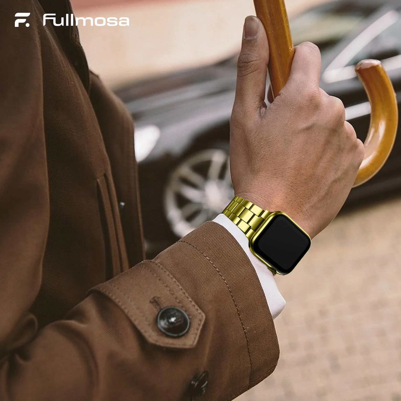 Fullmosa Pasek ze stali nierdzewnej kompatybilny z Apple Watch 40/41/38 mm do iWatch SE 3 2 1/Series 9 8 7 6 5 4 3 2 1 różowe złoto
