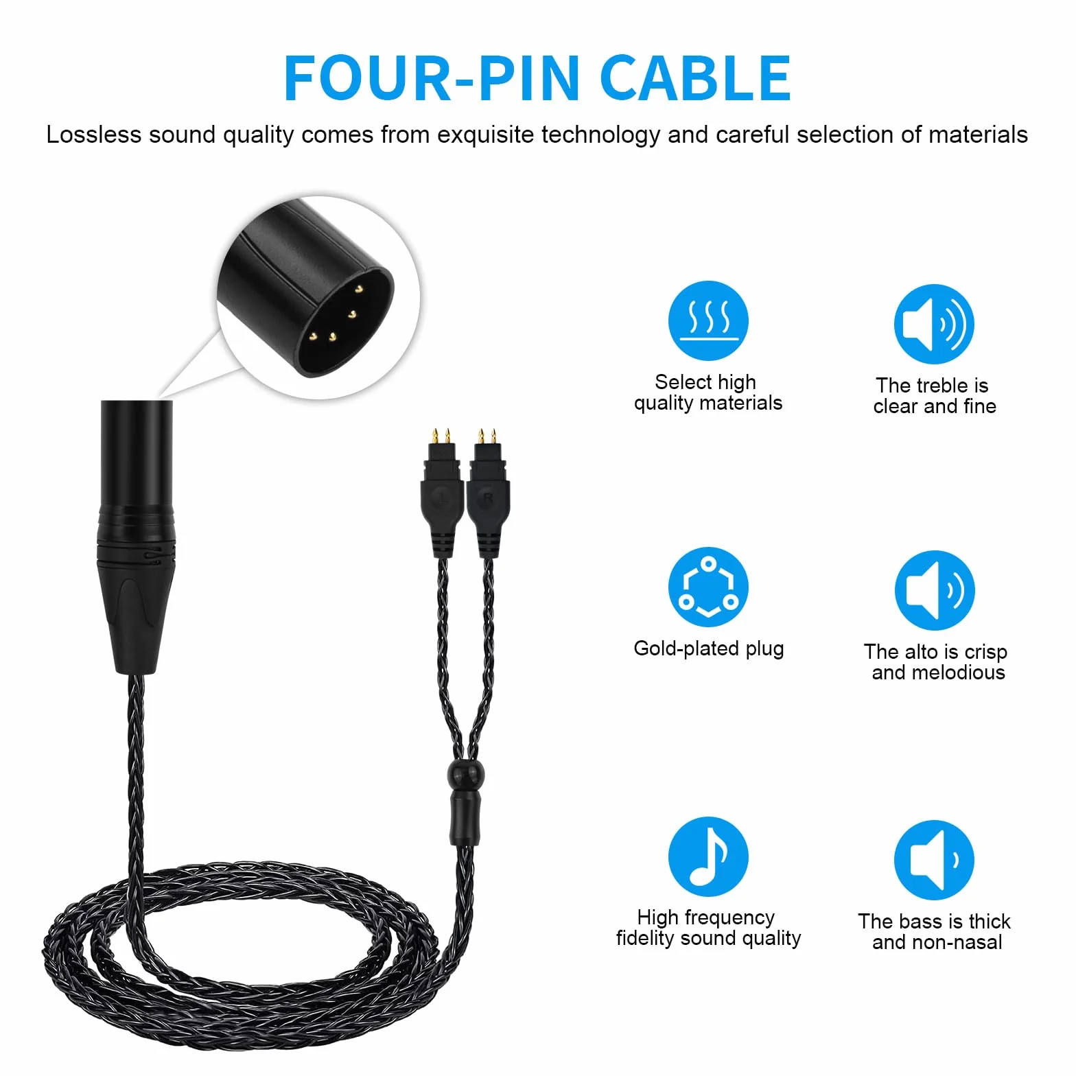 Przewód XLR 4-pinowy 1,8 m do Sennheiser HD6XX HD660s HD650 HD600