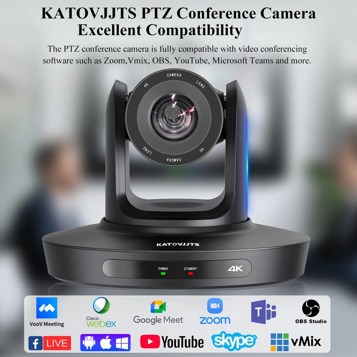 Kamera PTZ 4K UHD z 10-krotnym zoomem optycznym, kamera do sali konferencyjnej, transmisja na żywo do kultu kościoła, USB HDMI IP POE, praca z Vmix, Zoom, OBS, YouTube, Facebook Livestream