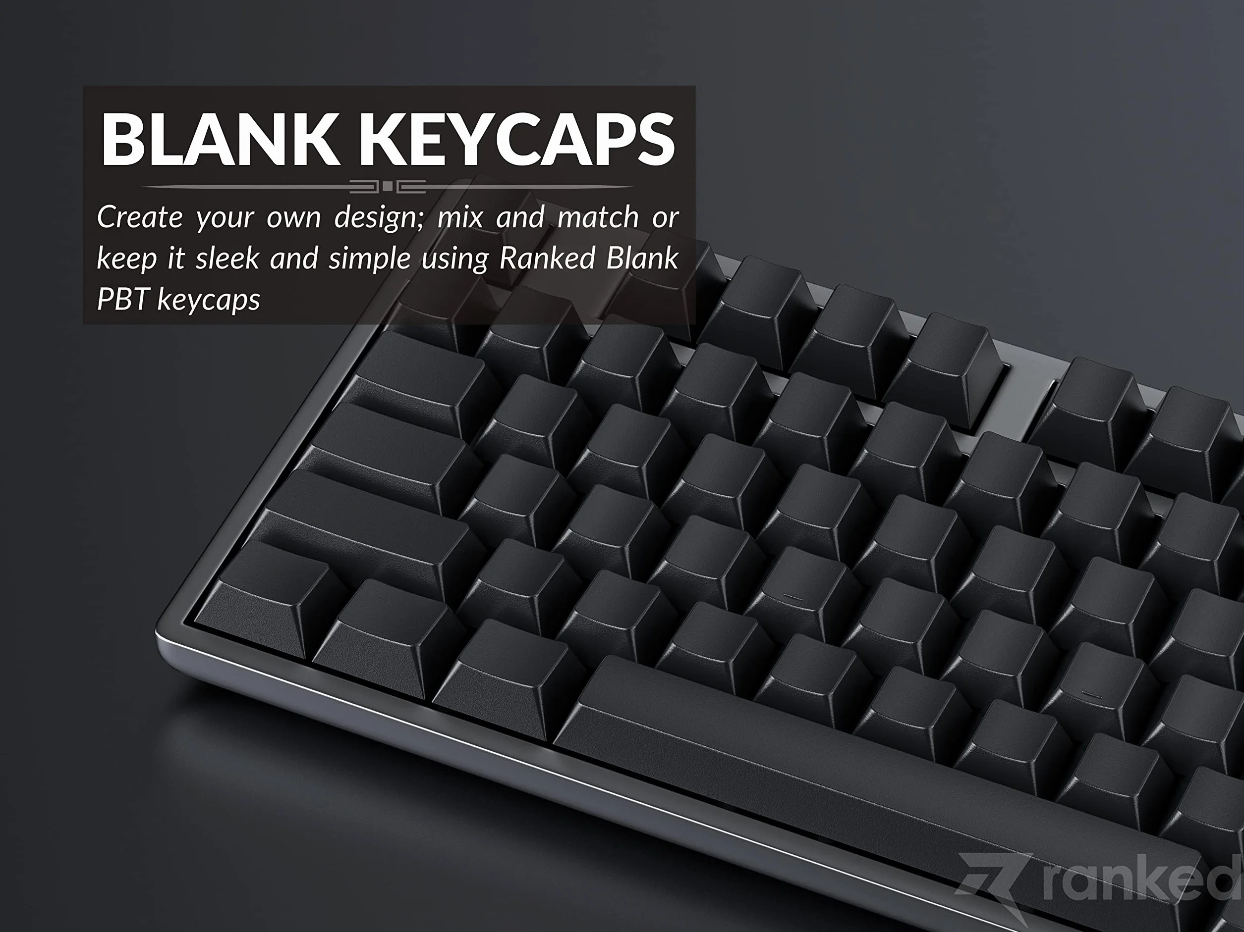 Ranked Zestaw Pustych Nasadek Klawiszy Premium | Grubość 1,4 mm PBT | Cherry Profile dla Klawiatury Mechanicznej (Czarny, 139 Klawisze)