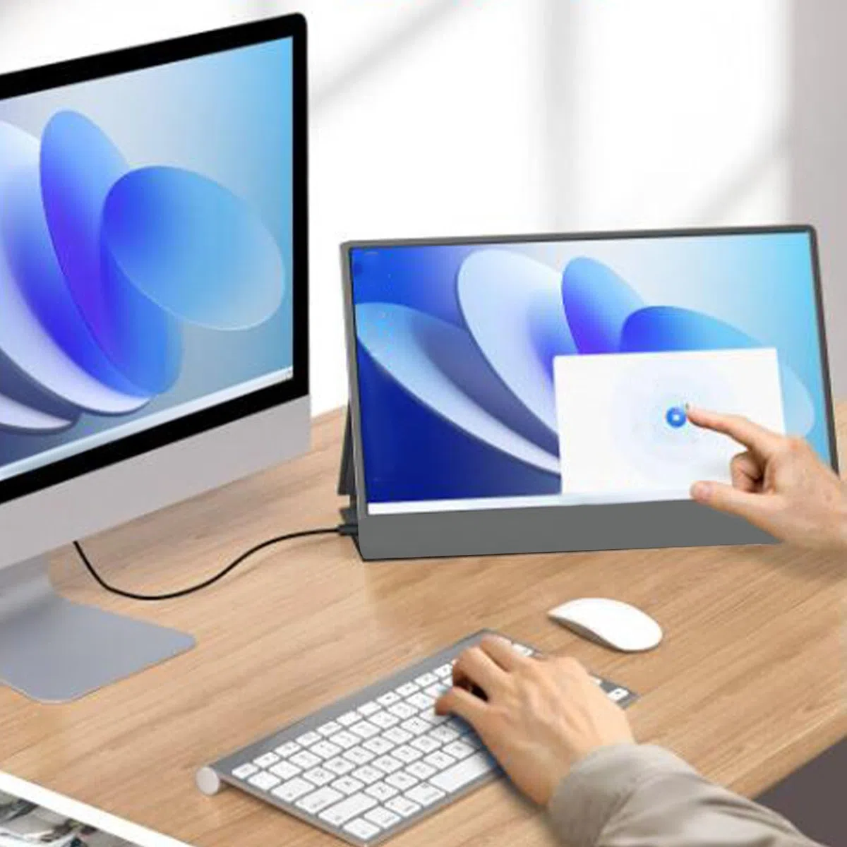 Jectse Wyświetlacz z Ekranem Dotykowym IPS o Przekątnej 15,6 Cala, Przenośny Monitor z Ekranem Dotykowym Full HD 1080P z cienką, lekką funkcją Plug and Play do Konsoli do Gier na