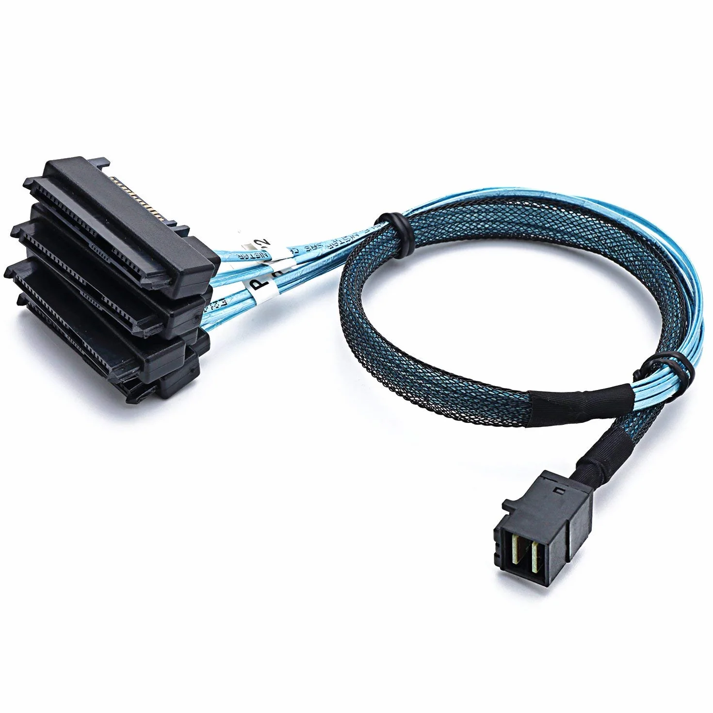 SFF-8643 Wewnętrzne złącza Mini SAS HD na (4) 29-pinowe złącza SFF-8482 z portem zasilania SAS 15-pinowym kablem 12 GB/S (1 m)
